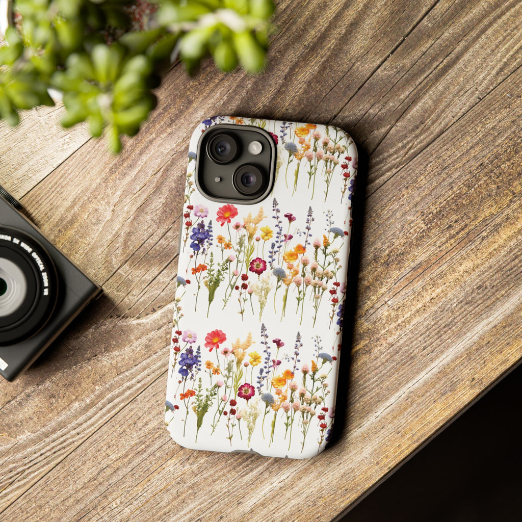 White Best Phone Case Press Flowers Floral 3D Illusion Luxury Tough Case Floral Elegant Durable Stylish for Modern Devices iPhone 17, 16, 15, Samsung iPhone Samsung Accessory Gift for Her