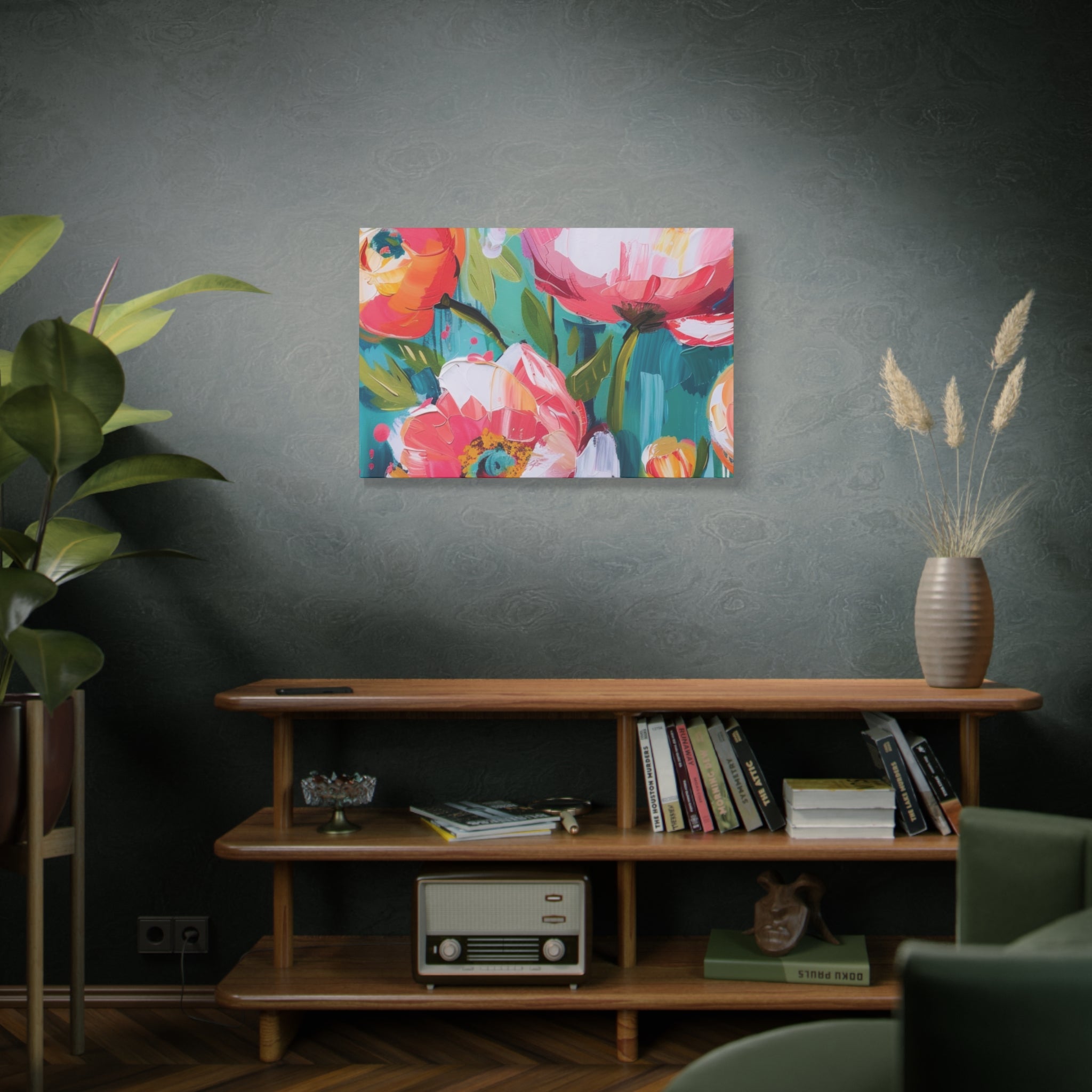 Unique Boho Floral Wall Art Matte Canvas Stretched, Vibrant Botanical Design, Perfect for Living Room, Bedroom, or Office Decor, Adds a Stylish Touch to Any Space - MRSBYVALLE