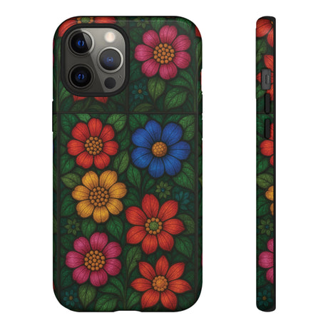 Bright Floral Stained Glass Illusion Phone Case Colorful Abstract Art, Aesthetic Protective Cover for iPhone, Samsung & Google, Unique Gift Idea Mom