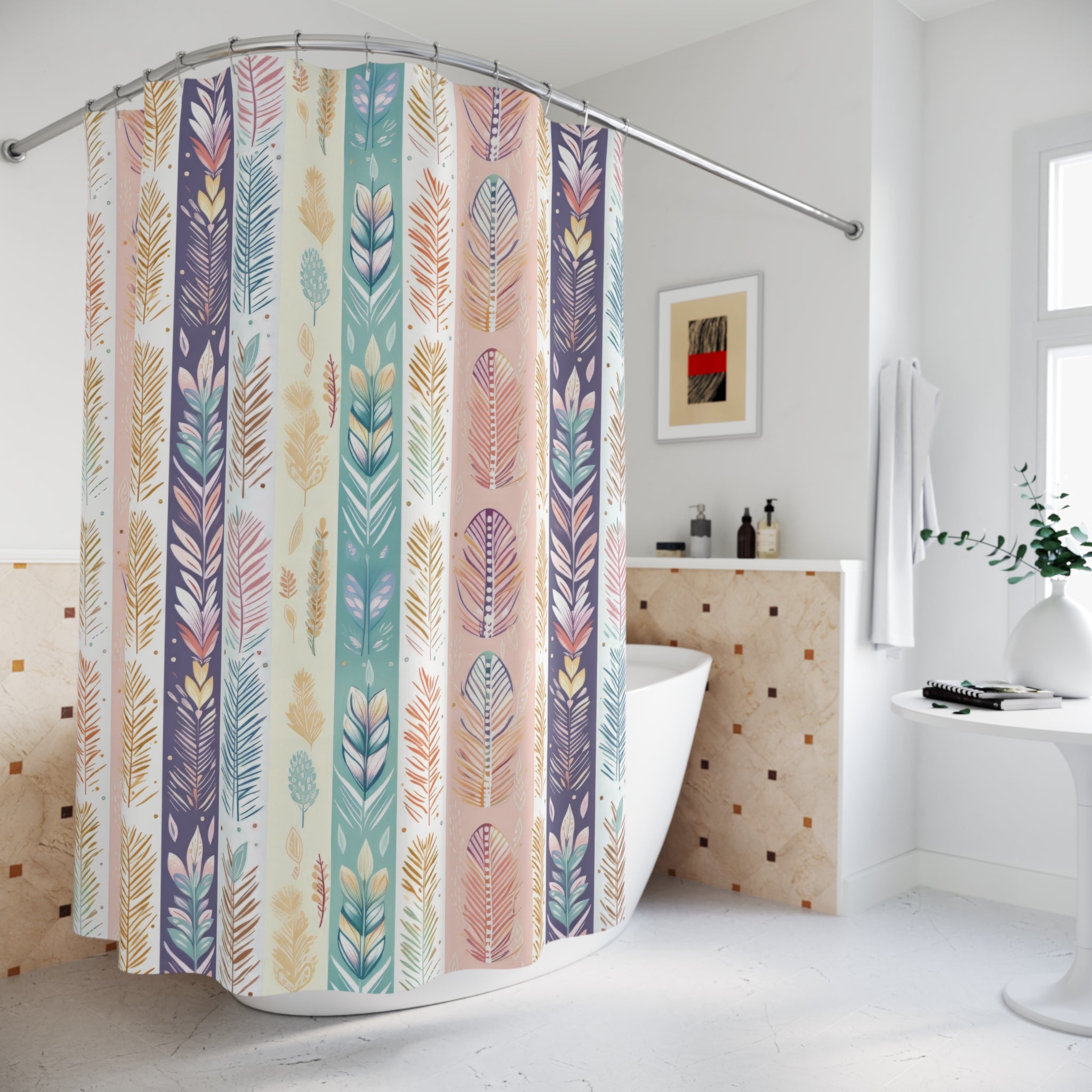 Boho Pastel Housewarming Shower Curtains Feathers Refresh your bathroom with our bursting with color and style. Transform your space and shop now for a vibrant upgrade!
