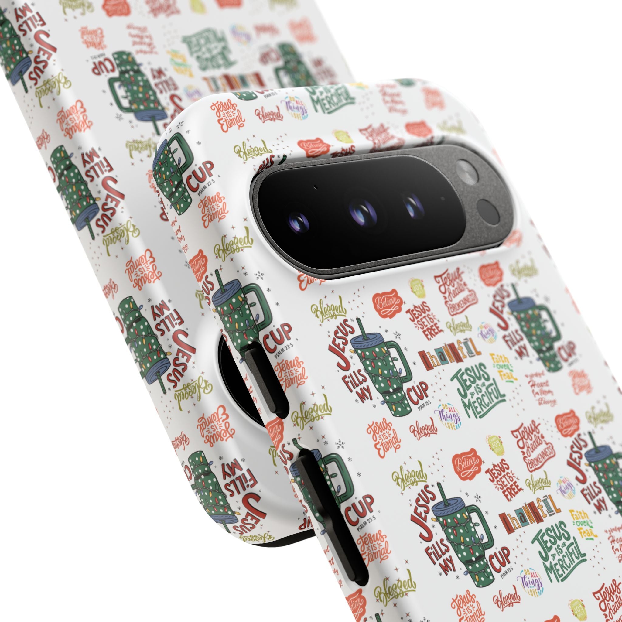 Jesus Fill My Cup Phone Case Cute Floral Design in Red, Pink, Blue – Aesthetic Protective Case for iPhone and  Android