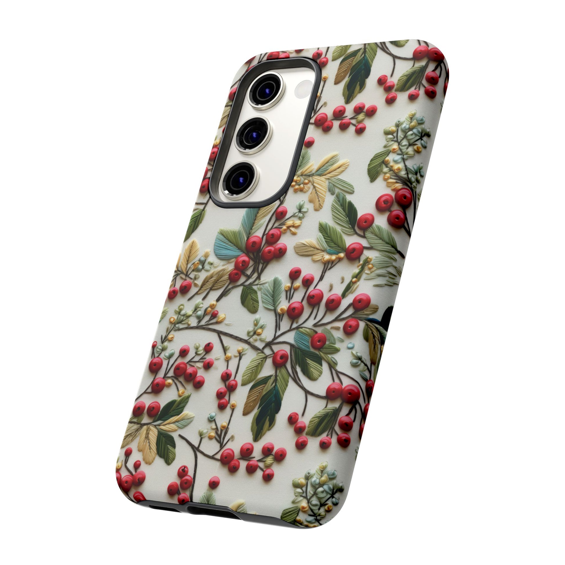 Holly Christmas Wildflowers Boho Chic Design Phone Case - Stylish, Protective Cover for All Models Gift for Mom Accessory Gift for Her