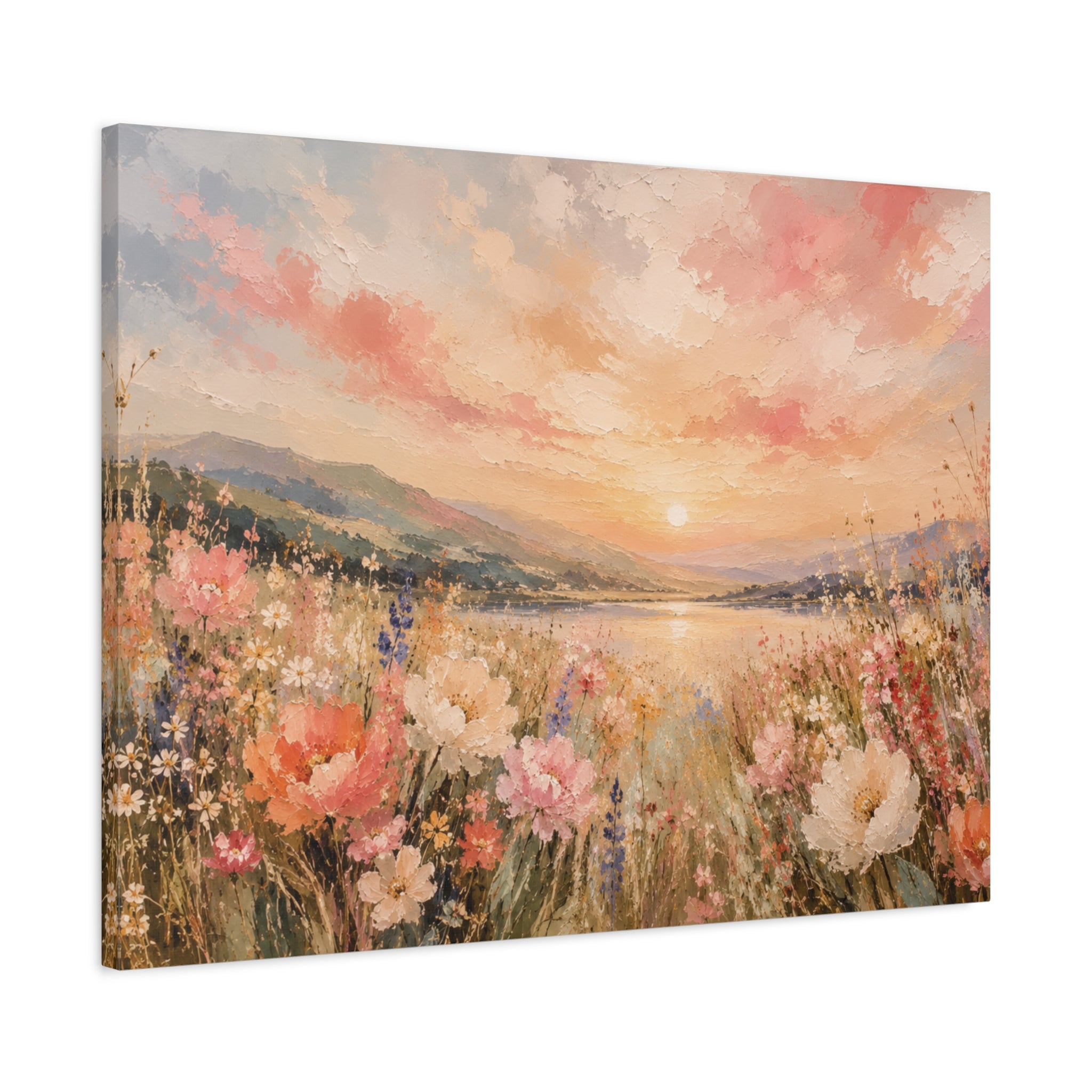 Where Heaven Meets the Meadow Luxury Wildflower Landscape Canvas Wall Art Large Modern Floral Meadow Painting for Living Room  Bedroom Decor
