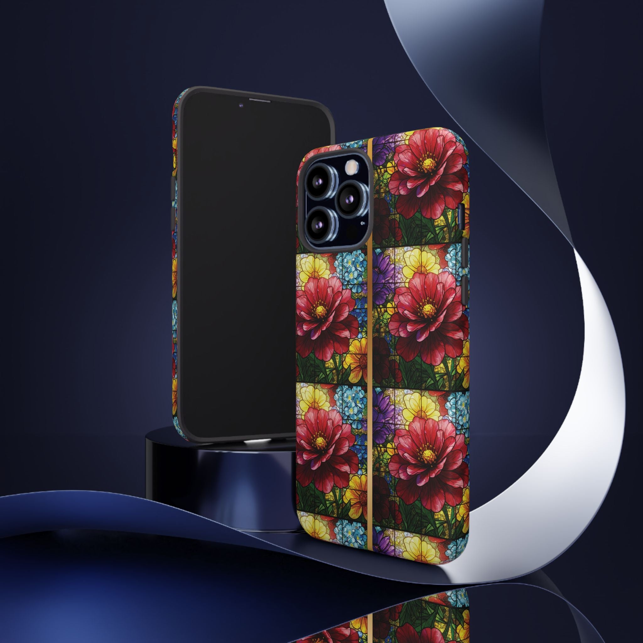 Stained Glass Illusion Floral Phone Case  3D Colorful Flower Design, Protective Christian Gift, Fits iPhone, Samsung, Google Pixel
