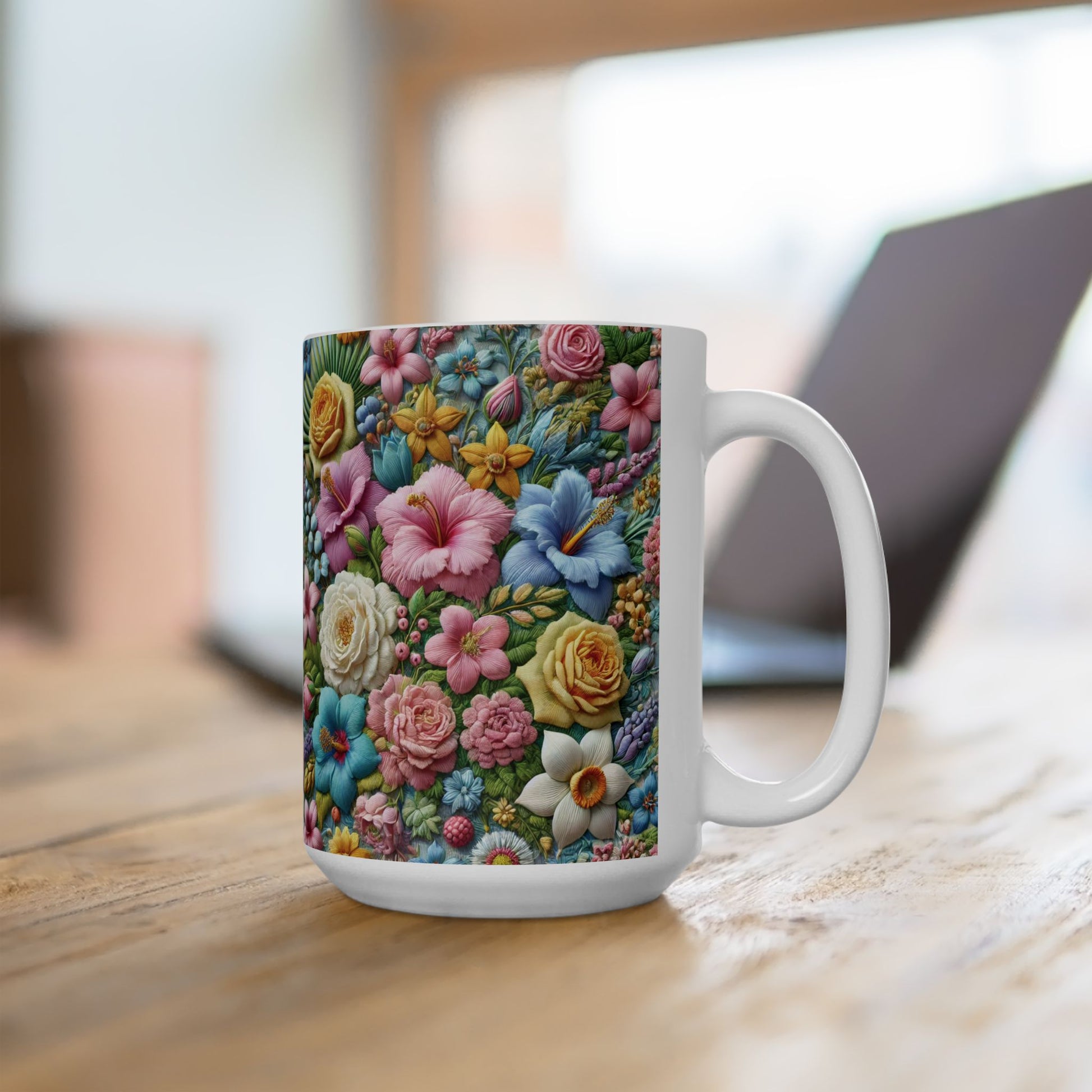 Pastel Floral Ceramic Mug – Elevate Your Sip with Spiritual Style, Available in 11oz & 15oz, Ideal for Coffee, Tea, or Hot Chocolate Moments That Inspire Gift for Mom - MRSBYVALLE