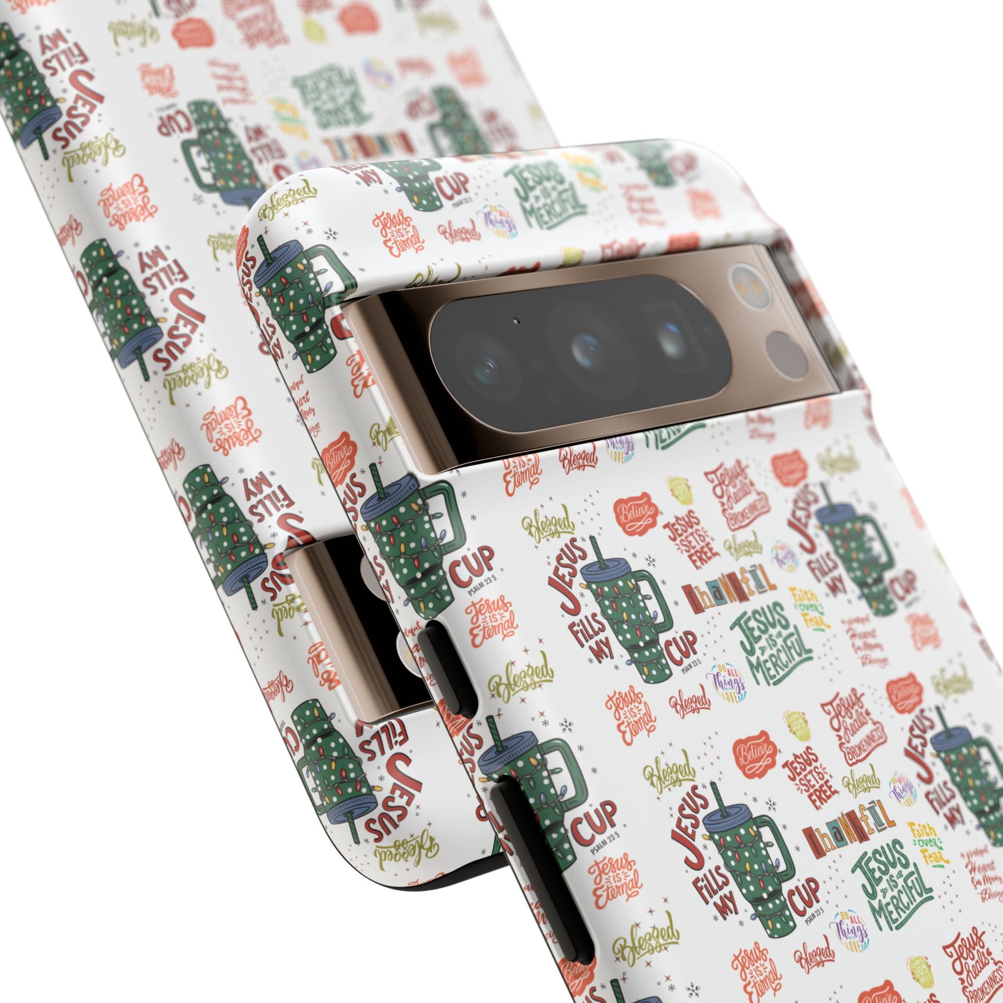 Jesus Fill My Cup Phone Case Cute Floral Design in Red, Pink, Blue – Aesthetic Protective Case for iPhone and  Android