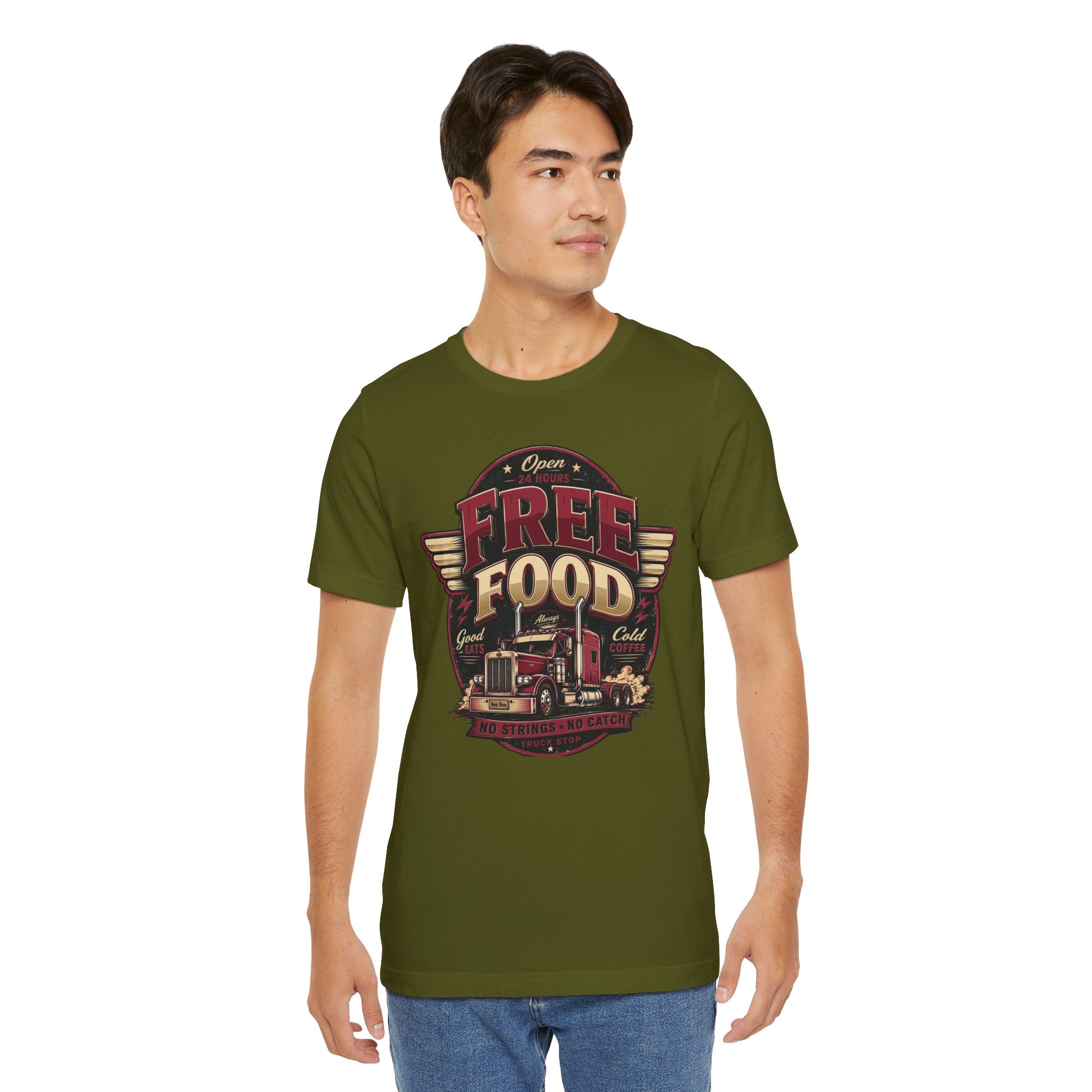 T-shirt humoristique « Free Food » pour camion de cuisine, parfait pour papa ou mari