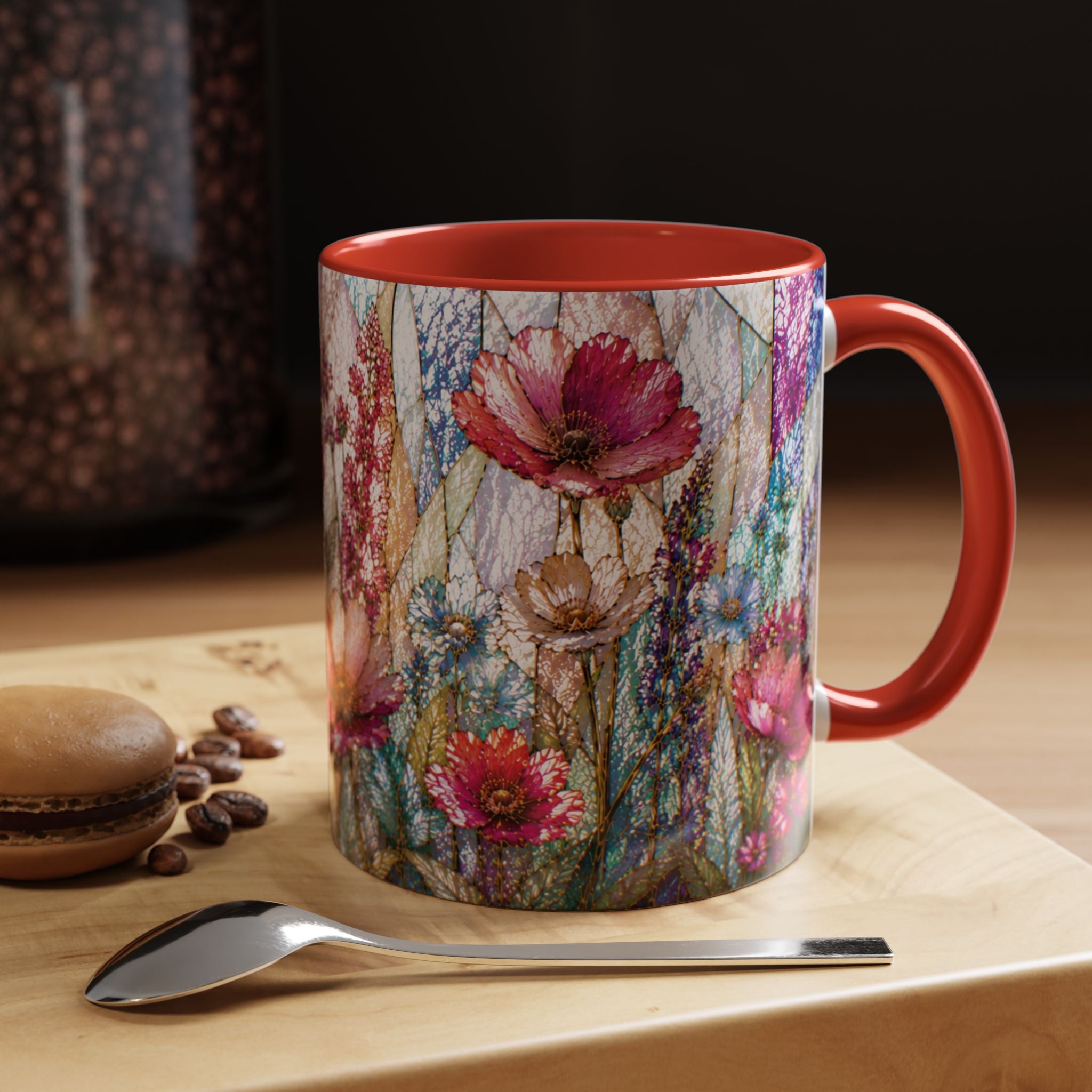 Wildflower Watercolor Coffee Mug Vibrant Wildflower Accent 11/15oz Stain Glass Illusion