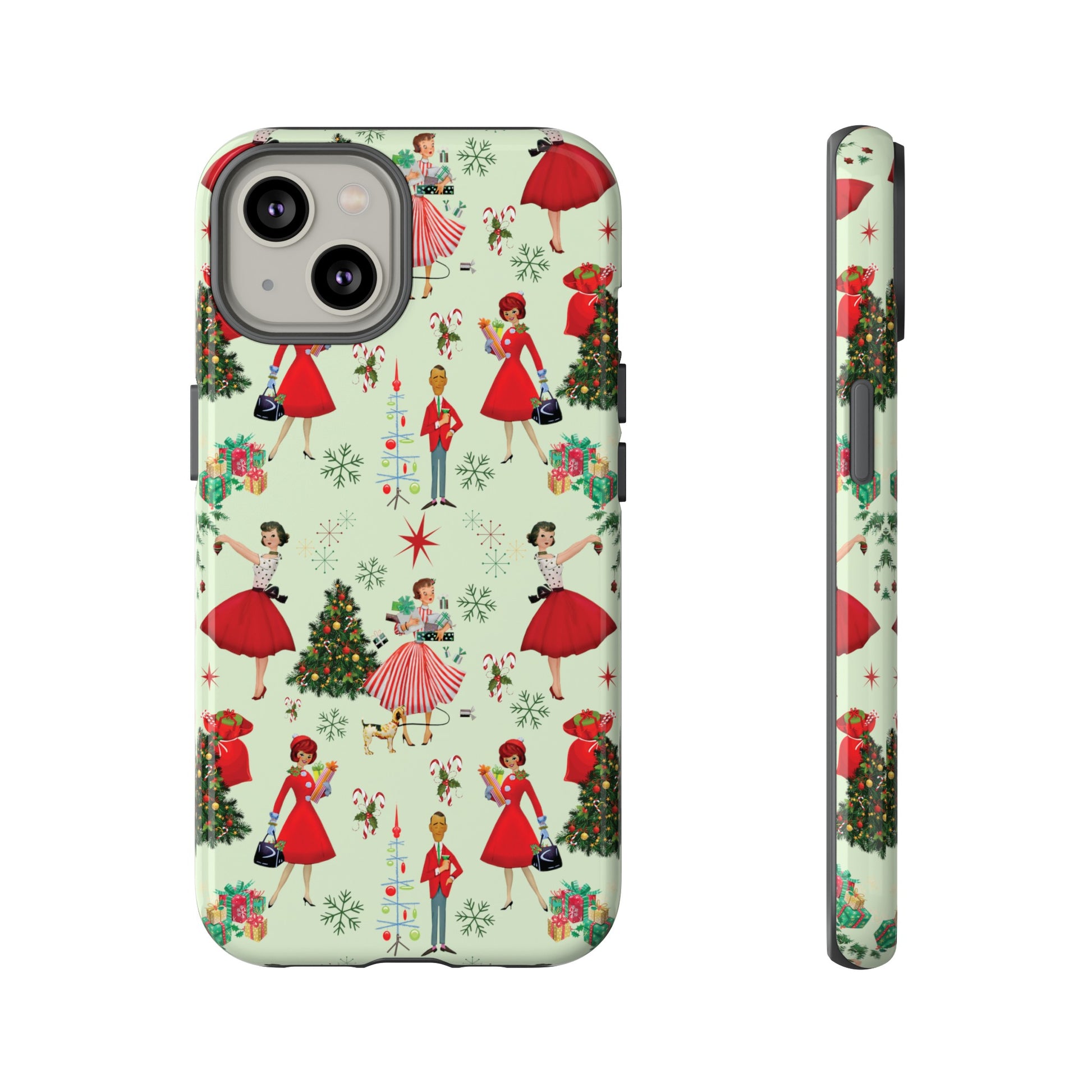 1950s Vintage Phone Case - Retro Christmas Design | Unique Holiday Protection for Your Device | Stylish & Durable Cover Gift for Her Phone 15, Samsung iPhone Samsung Accessory Gift for Her