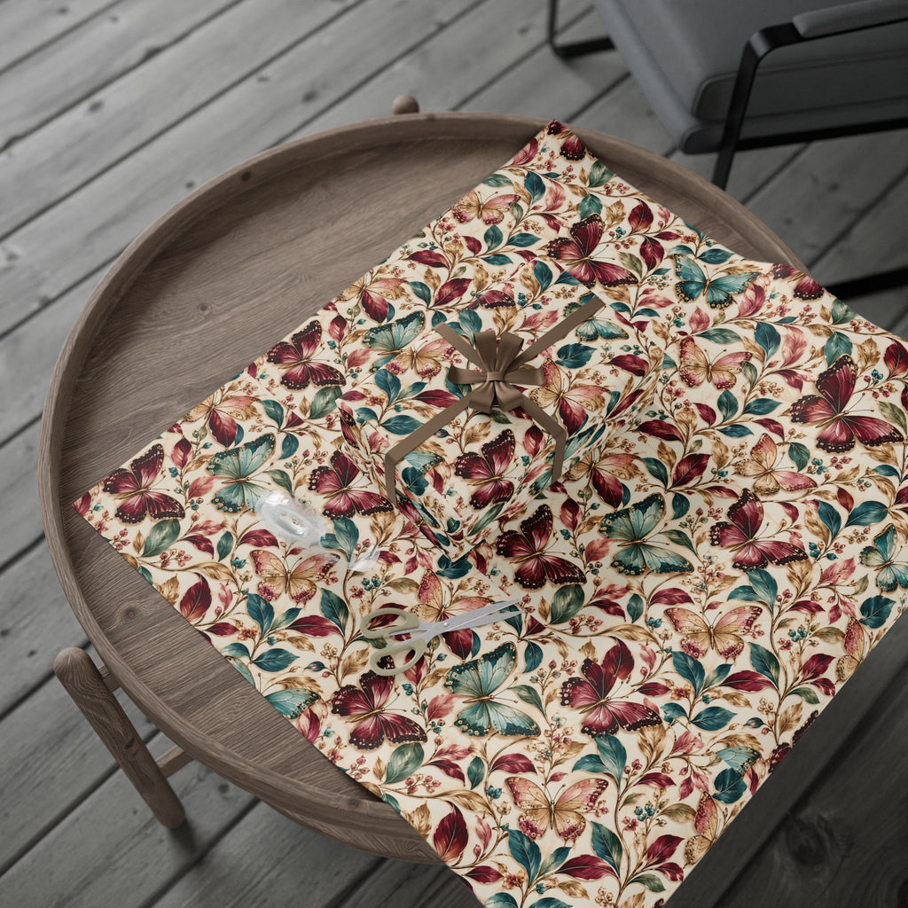 Vintage Butterfly Floral Wrapping Paper