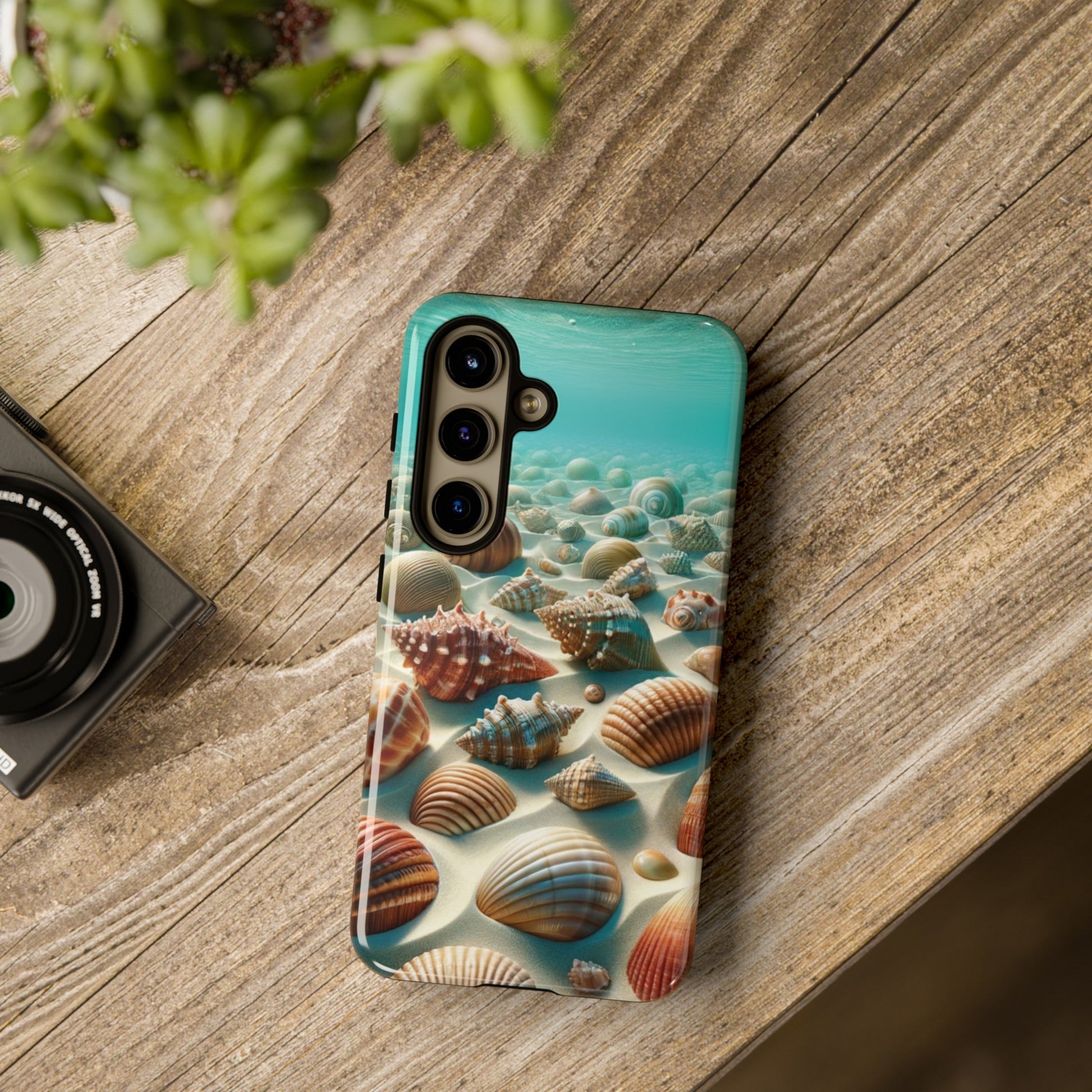 Plush Ocean Bliss Turquoise Seashell Ocean Beach View Protective Phone Case Gift for Her Phone 15, Samsung iPhone Samsung Gift for Her Case iPhone 15, Samsung iPhone Samsung Accessory Gift for Her.