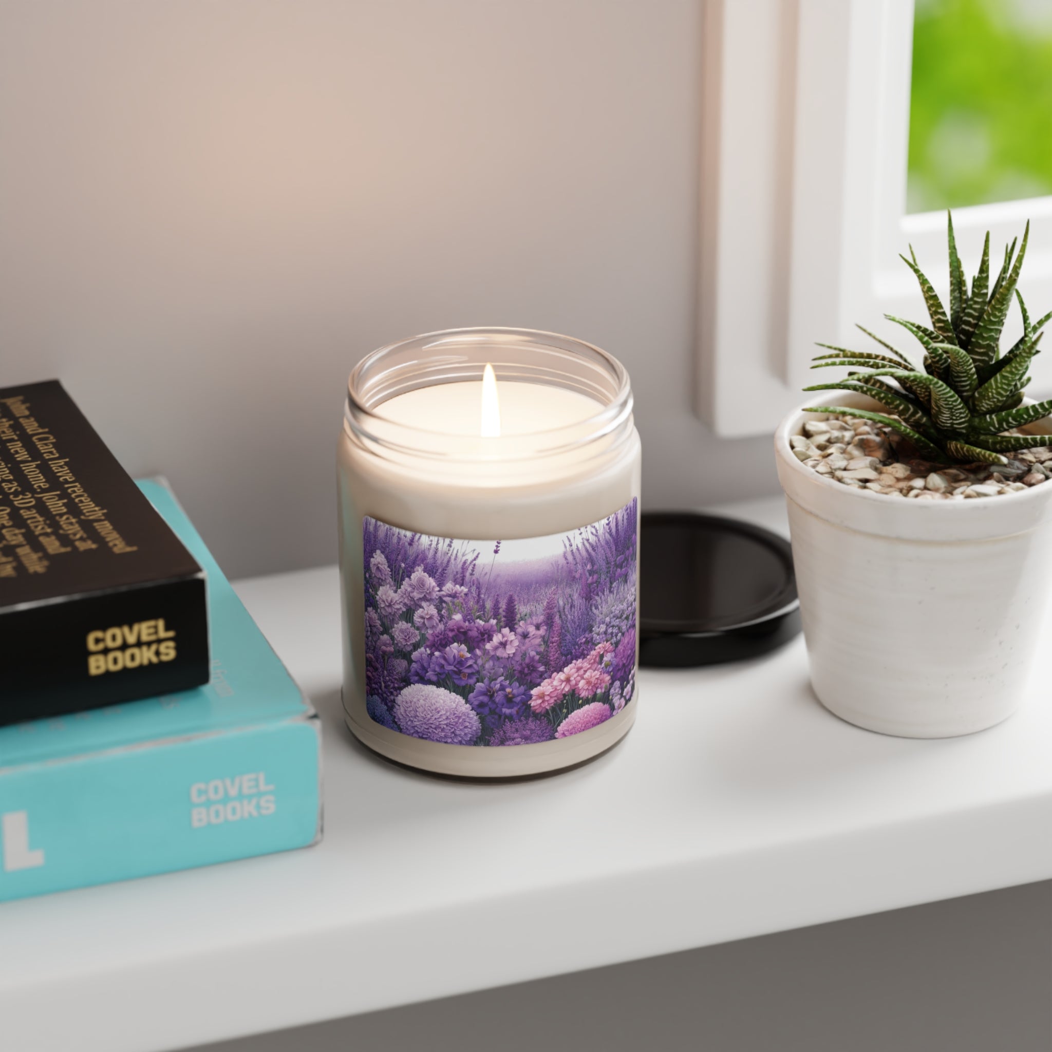 Lavender Floral Candle Perfect for Relaxation Home Ambiance Scented Soy Candle, 9oz, Wedding, Bridal Shower, Mother's Day Gift Housewarming Gift.