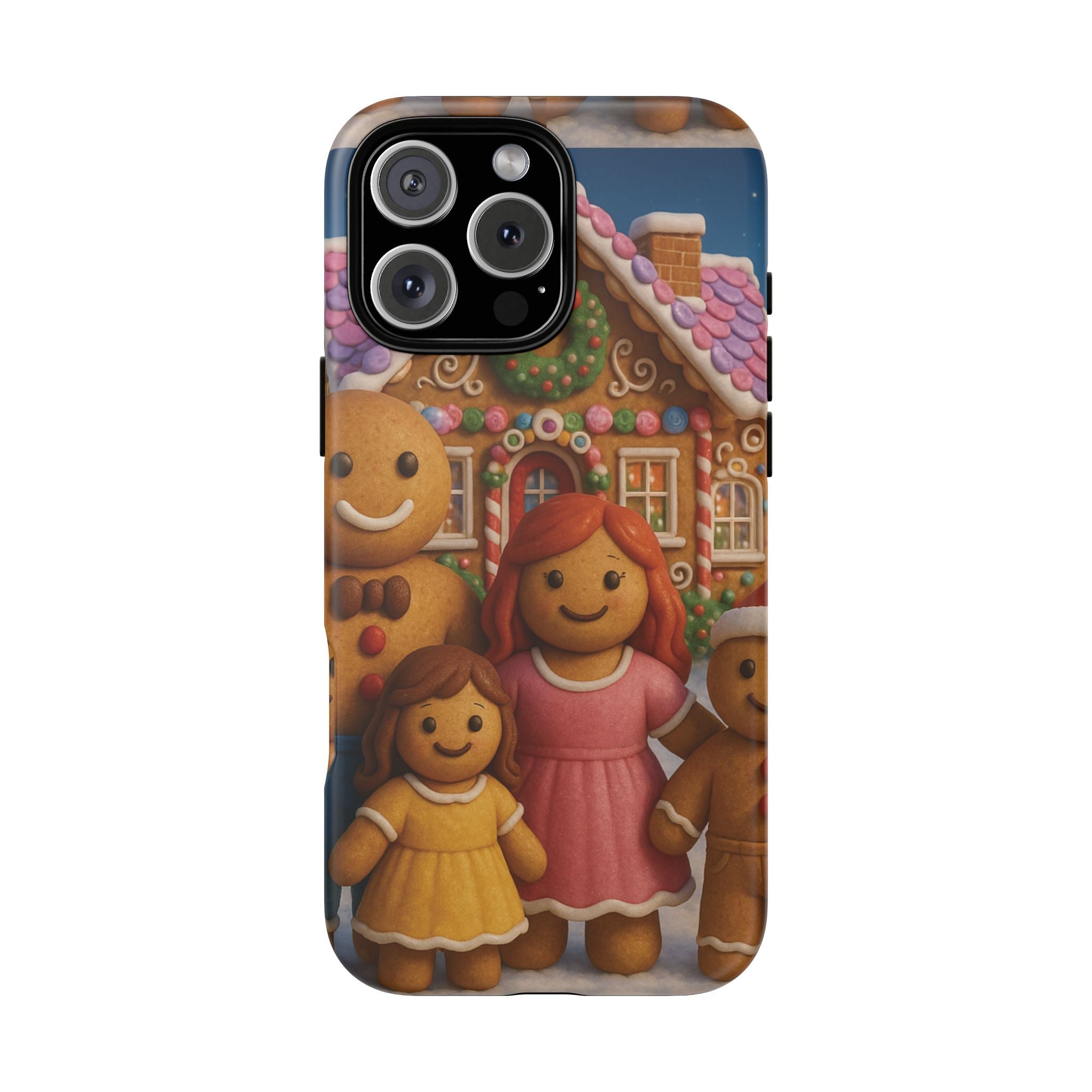 Coque de téléphone esthétique Famille en Pain d'Épices – Design d'inspiration vintage sur le thème de Noël – Étui stylé pour modèles iPhone et Samsung Galaxy