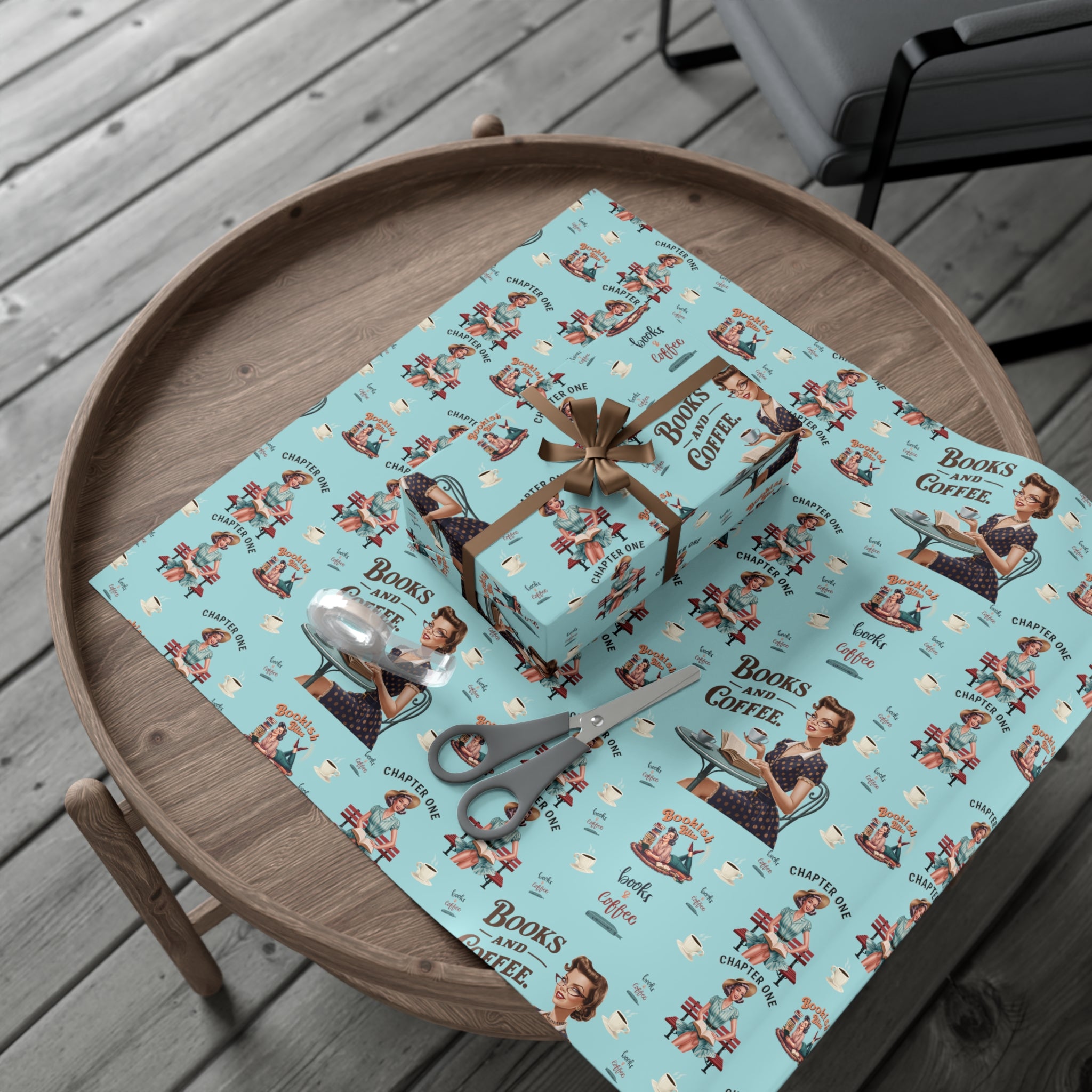 Retro Women Reading Books & Drinking Coffee Wrapping Paper Vintage-Inspired Gift Wrap for Book Lovers & Coffee Enthusiasts Perfect for Christmas Gifts and Special Occasions - MRSBYVALLE