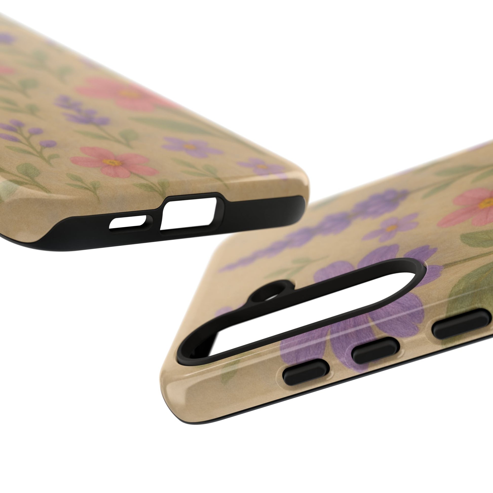 3D Illusion Wildflower Phone Case Cute Pastel Floral Design in Lavender, Pink, Mint Green – Aesthetic Protective Case for iPhone and  Android