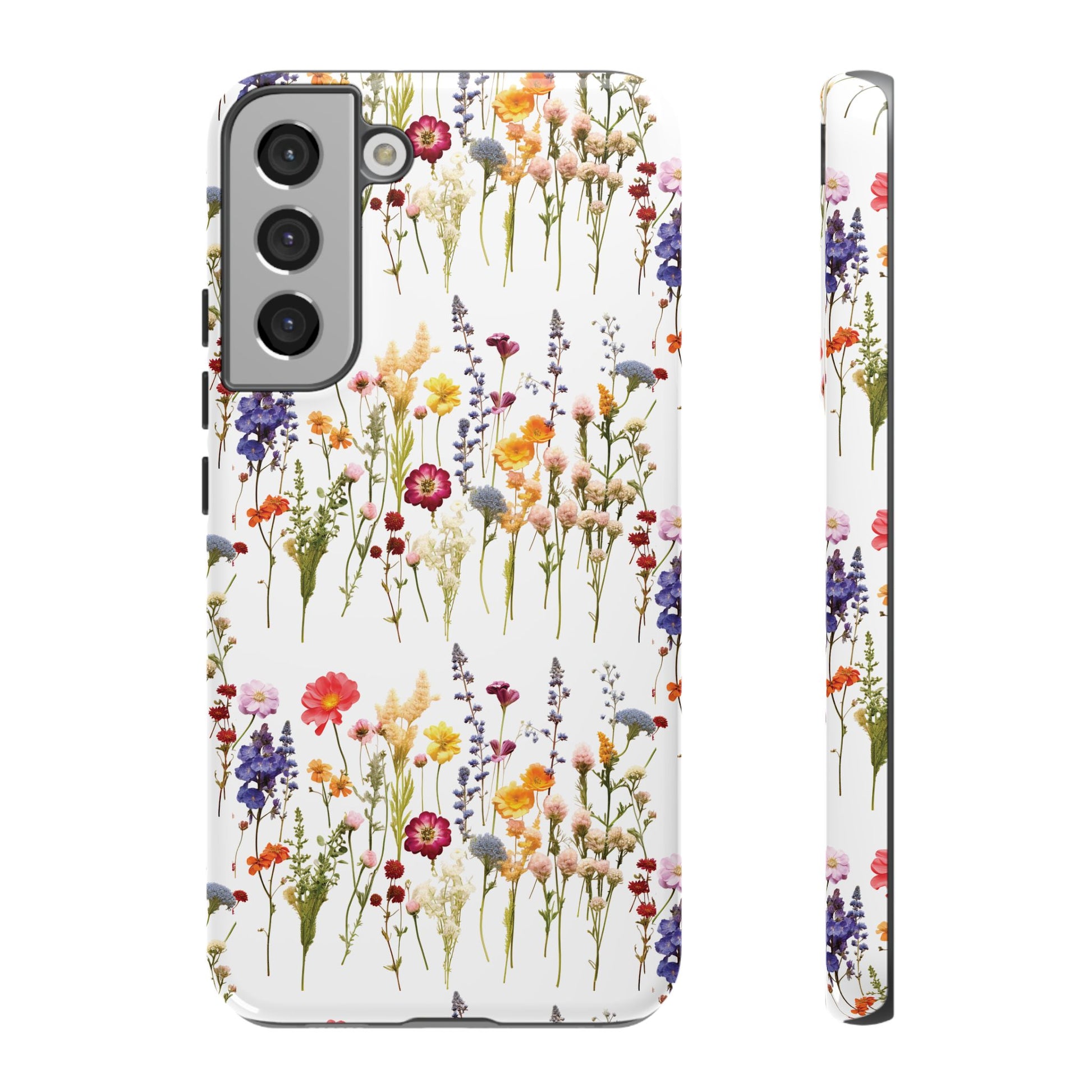 White Best Phone Case Press Flowers Floral 3D Illusion Luxury Tough Case Floral Elegant Durable Stylish for Modern Devices iPhone 17, 16, 15, Samsung iPhone Samsung Accessory Gift for Her