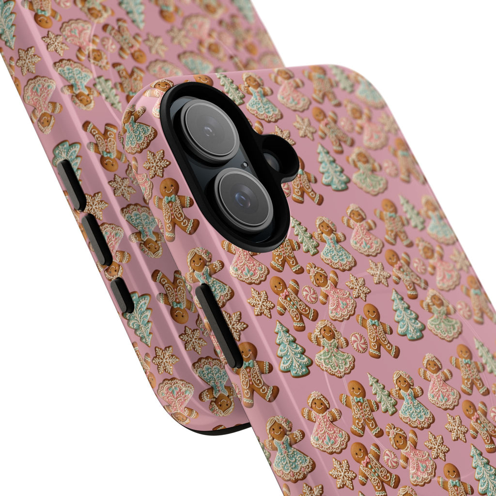 Phone Case — Pink Gingerbread Cookies Pattern Tough Magnetic Case