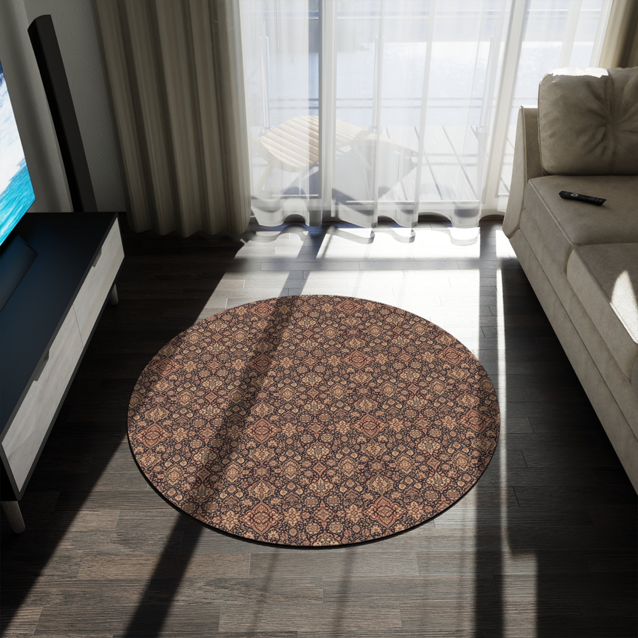 Vintage Turkish Round Rug 60x60 | Boho Area Rug