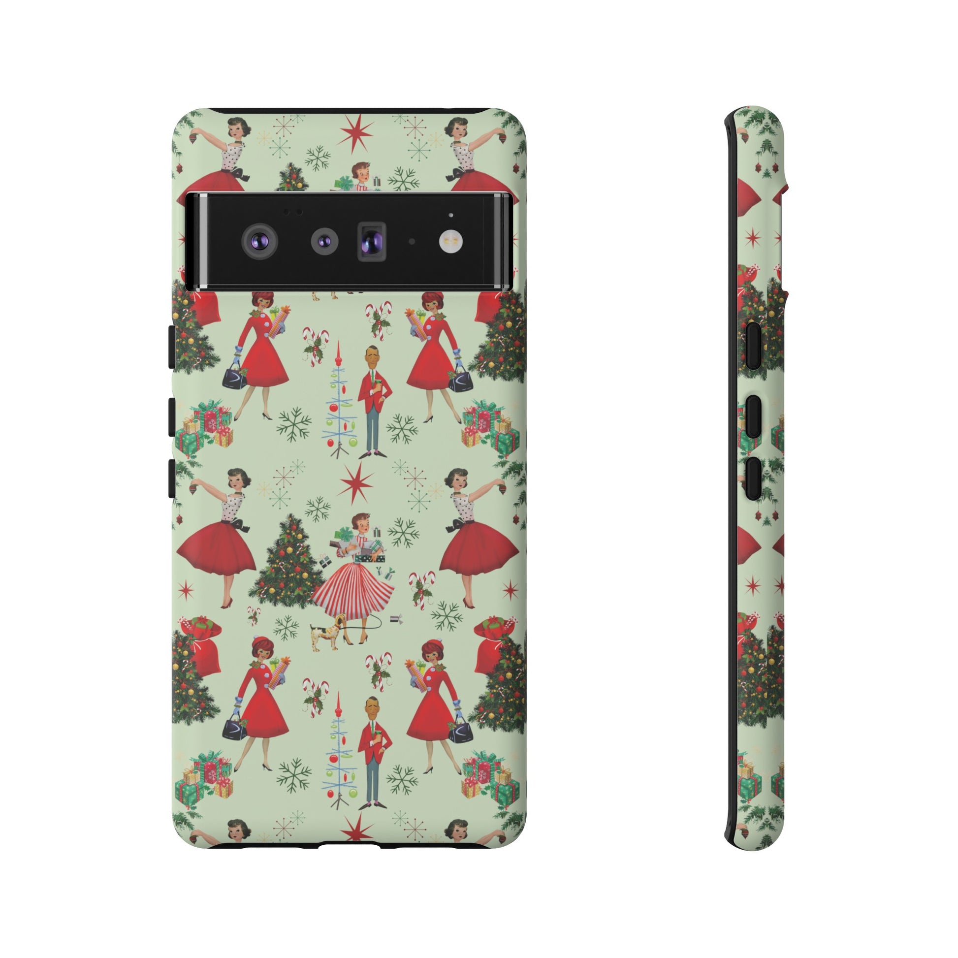 1950s Vintage Phone Case - Retro Christmas Design | Unique Holiday Protection for Your Device | Stylish & Durable Cover Gift for Her Phone 15, Samsung iPhone Samsung Accessory Gift for Her