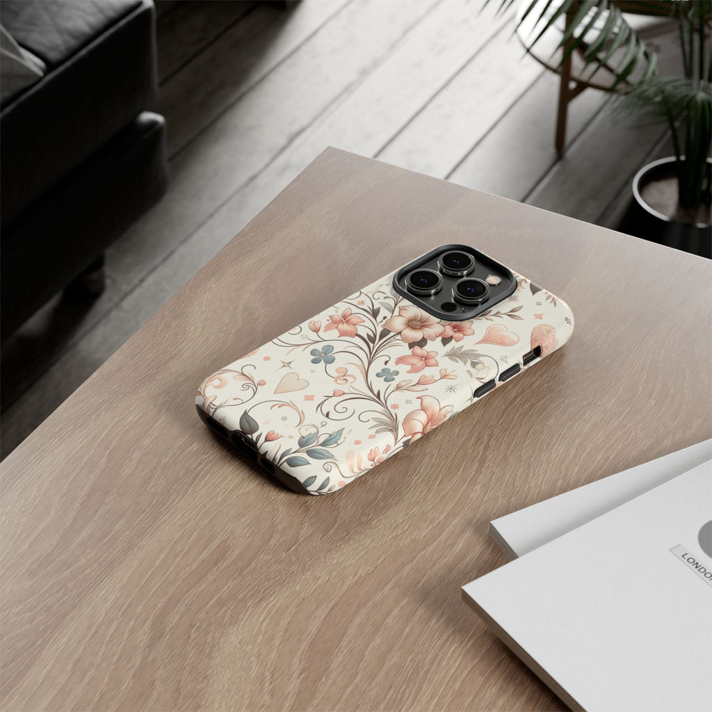 Floral Design Luxury Phone Tough Case Floral Elegant Durable Stylish for Modern Devices iPhone 17, 16 15, Samsung iPhone Samsung Accessory Gift for Her