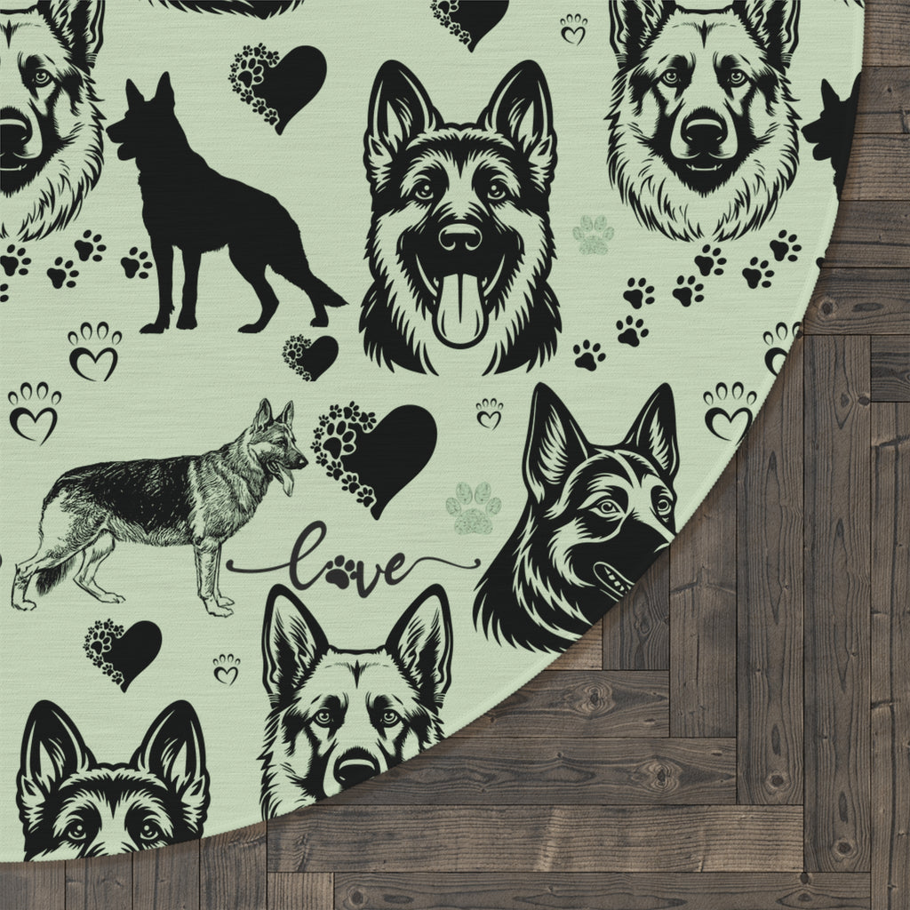 Tapis Rond Berger Allemand — Tapis de Sol Décoratif pour Amoureux des Chiens