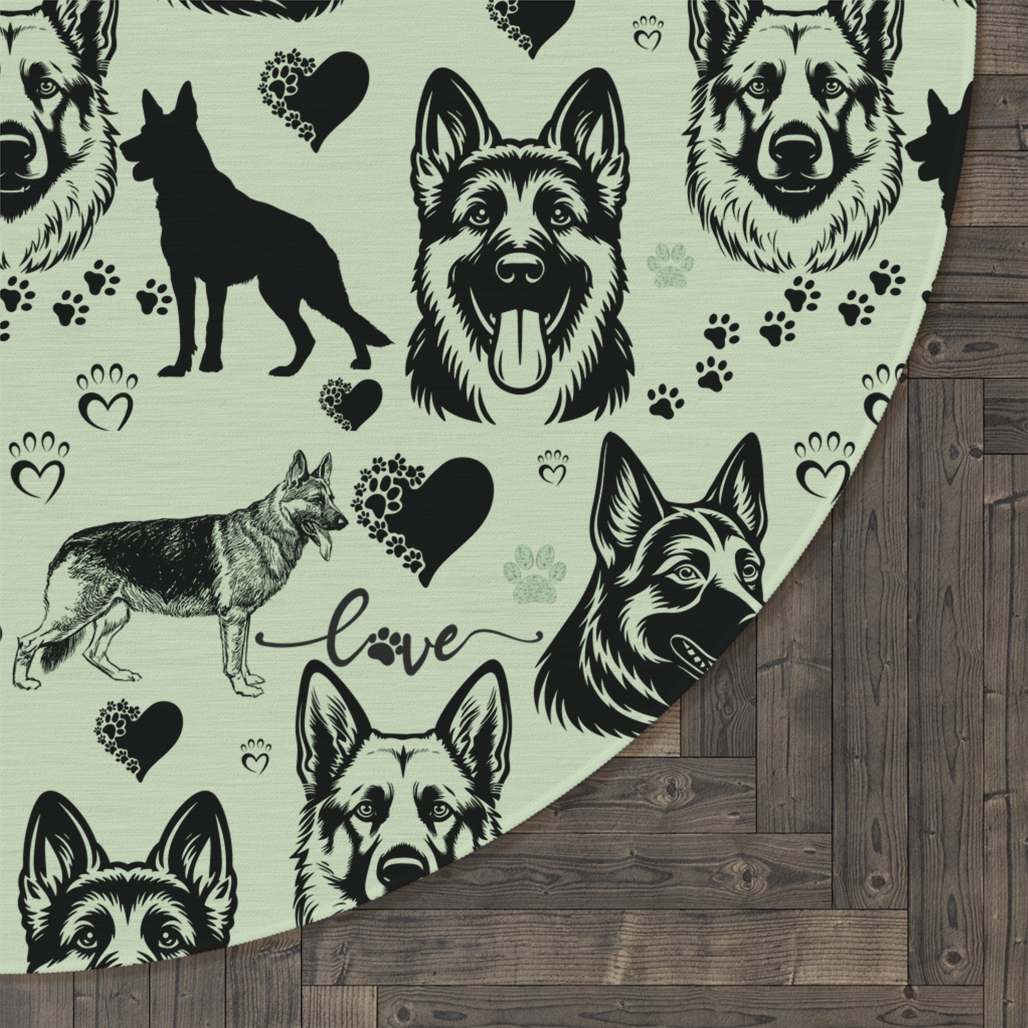 German Shepherd Round Rug — Decorative Dog Lover Floor Mat