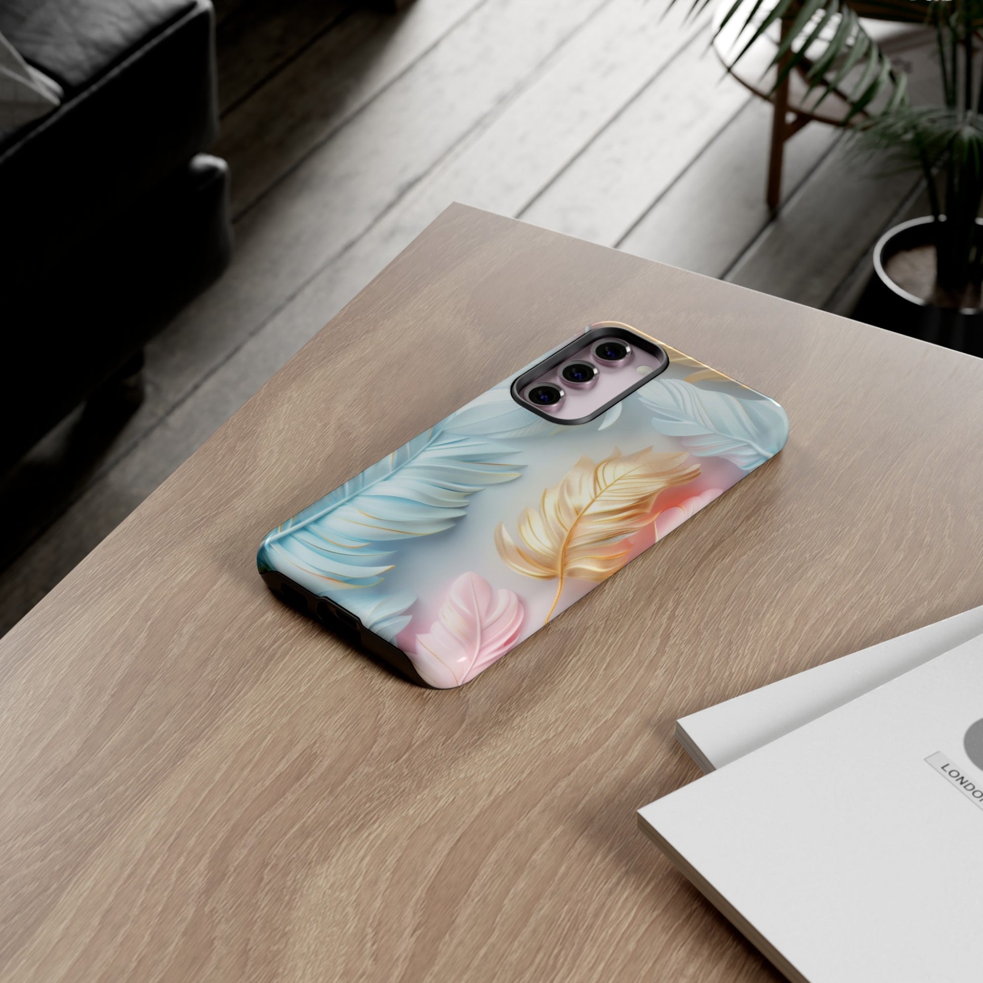 Pastel Feathers Protective Phone Case Gift for Her Phone 15, Samsung iPhone Samsung Gift for Her Case iPhone 15, Samsung iPhone Samsung Accessory Gift for Her
