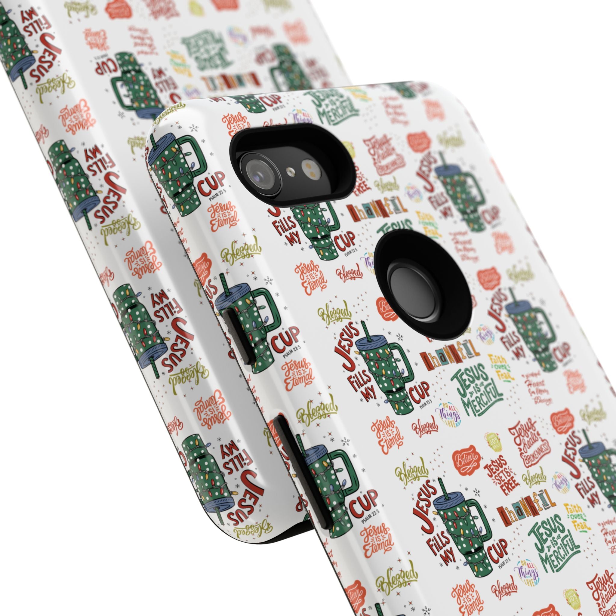 Jesus Fill My Cup Phone Case Cute Floral Design in Red, Pink, Blue – Aesthetic Protective Case for iPhone and  Android