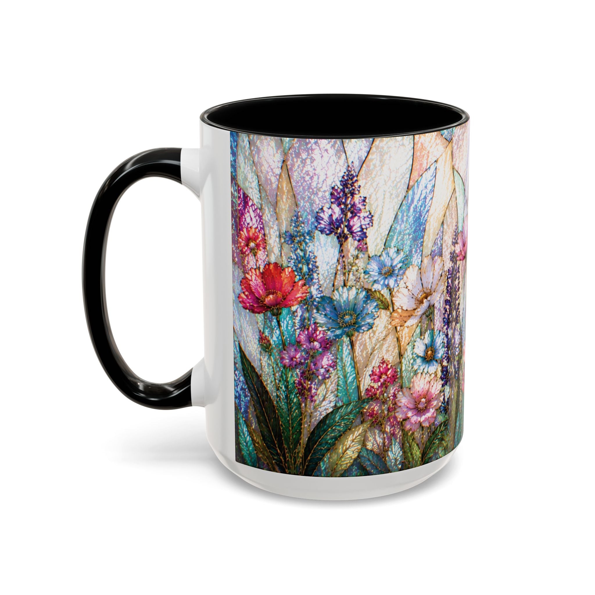 Wildflower Watercolor Coffee Mug Vibrant Wildflower Accent 11/15oz Stain Glass Illusion