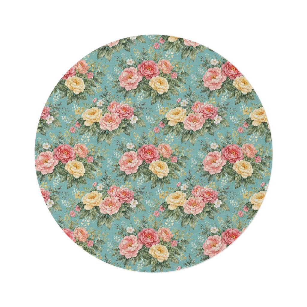 Tapis rond floral botanique Lagoon — Tapis d'appoint pour chambre et bureau