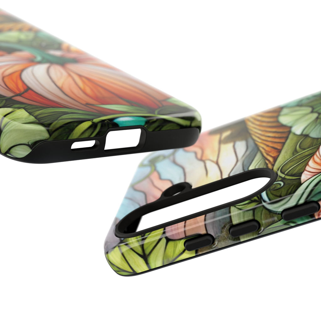 Pumpkins Phone Case Fall Faux Stained-Glass Thanksgiving Cover Pumpkin Lovers Gift for Galaxy S 24 23 22 21 Pixel 5 6 7 8 iPhone 17 , 16 15 14 13 12 Samsung iPhone Samsung Gift for Her