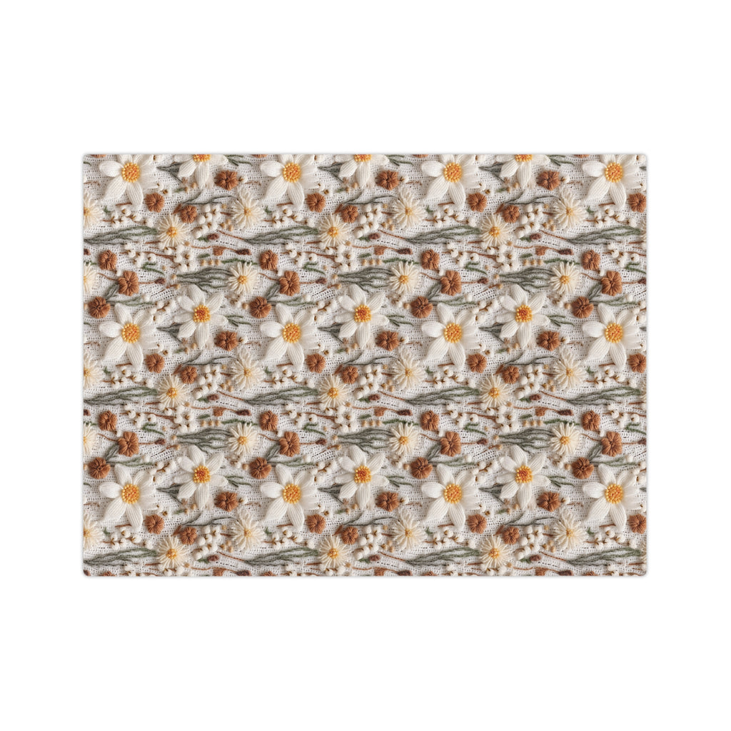 Wildflower Mirage Boho 3D Embroidery Illusion Minky Blanket Cozy Comfort Throw Ultra-Soft Microfiber Comfort Blanket, Perfect for Snuggling Decor, Cozy All-Season Warmth, Comfort Housewarming Gift Throw.