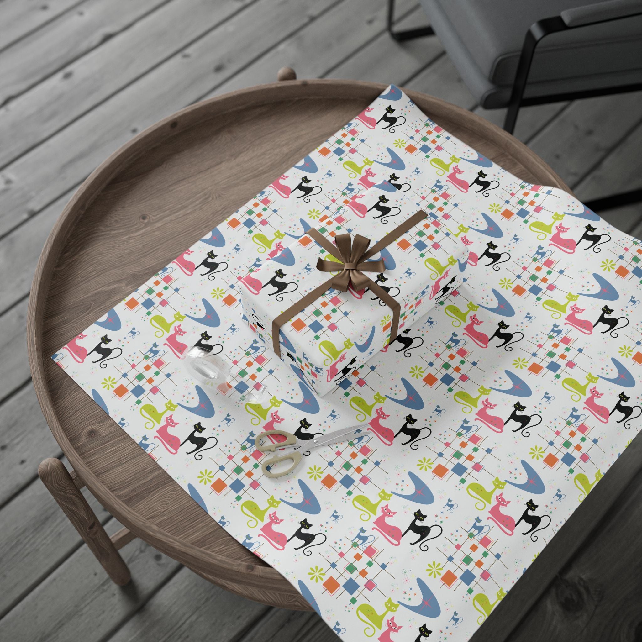 Atomic Kitty Retro Wrapping Paper — Retro Cat Gift Wrap