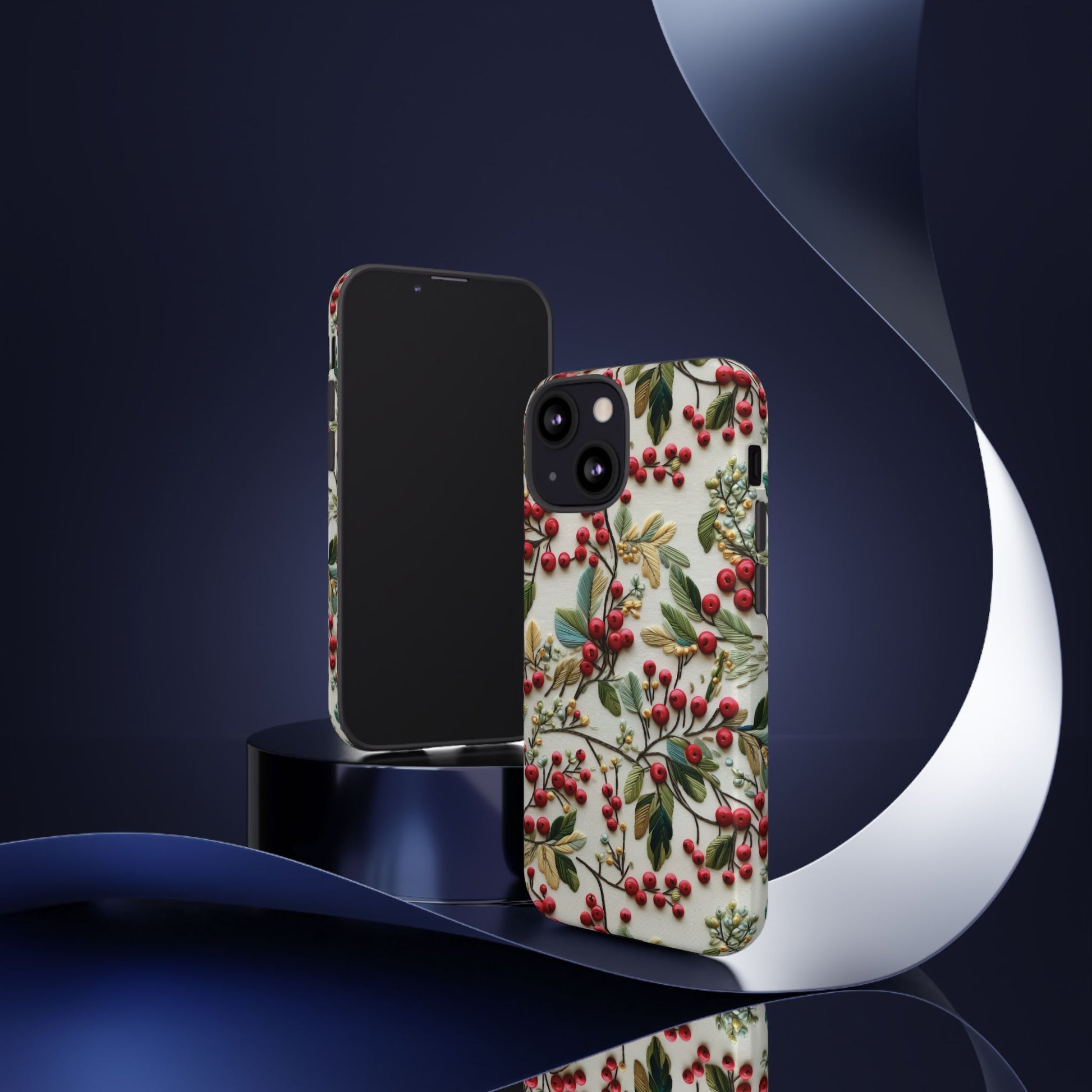 Holly Christmas Wildflowers Boho Chic Design Phone Case - Stylish, Protective Cover for All Models Gift for Mom Accessory Gift for Her