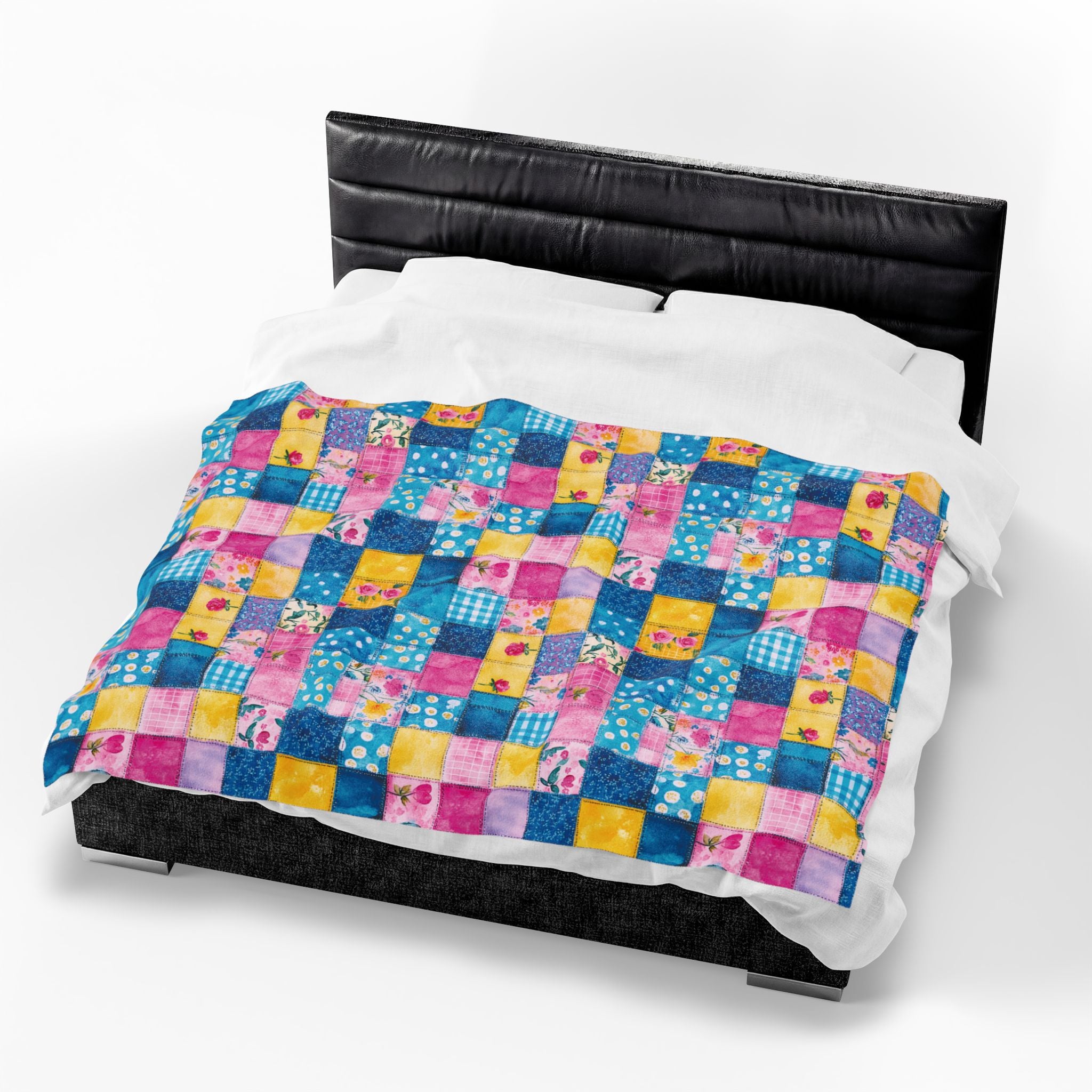 Pastel Patchwork Illusion Velveteen Plush Blanket Gift