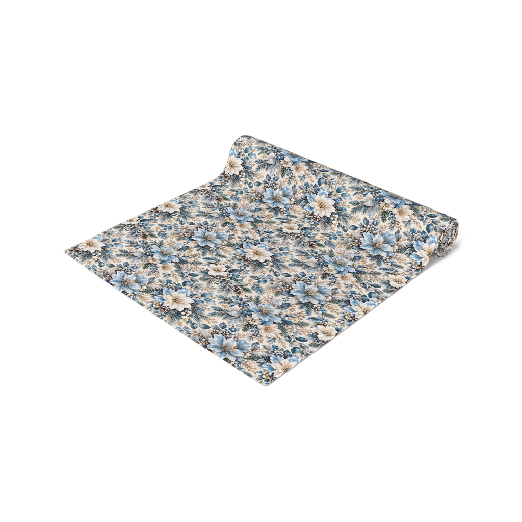 Icy Blue Floral Table Runner