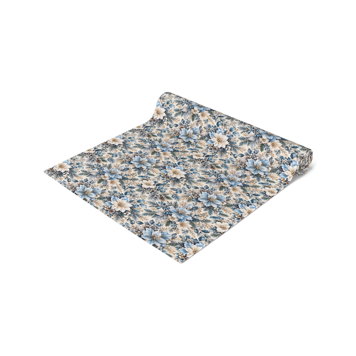 Icy Blue Floral Table Runner