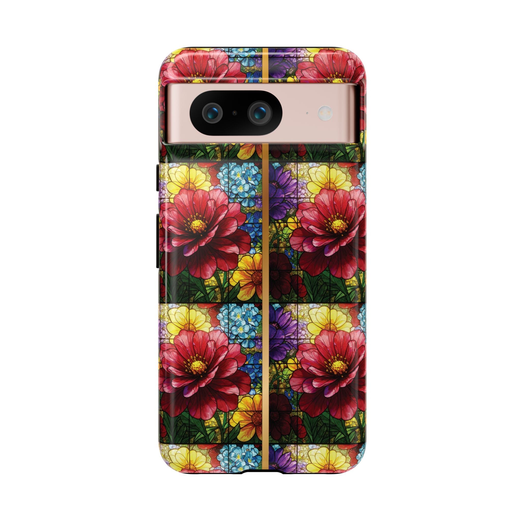 Stained Glass Illusion Floral Phone Case  3D Colorful Flower Design, Protective Christian Gift, Fits iPhone, Samsung, Google Pixel