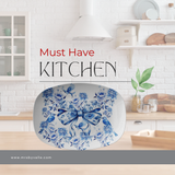 Elegant Blue Bow Chinoiserie 10x14 Platter – Stunning Bird & Floral Design, Durable Serving Dish for Dining, Entertaining, Home Decor & Gift Giving