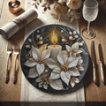 Elegant 10-Inch Christmas Candle Plate Gold & Black Festive Holiday Decor, Perfect for Christmas Table Settings Unique Gift Ideas - MRSBYVALLE