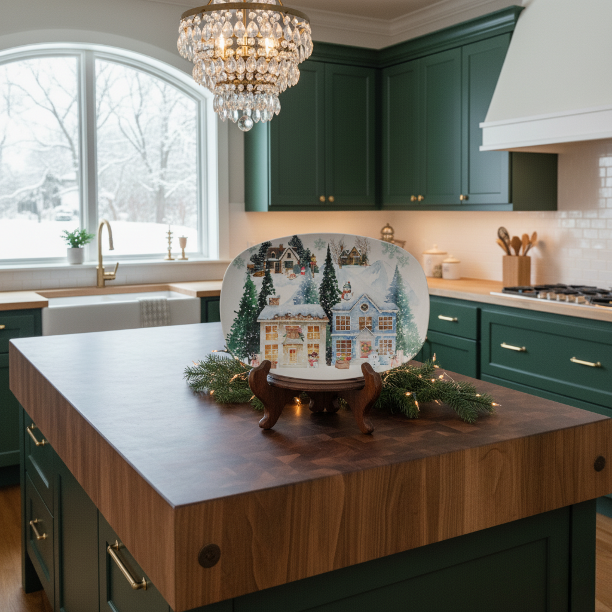 Vintage Snowman Christmas Platter | 10x14 Holiday Serving Dish | Classic Winter Table Décor