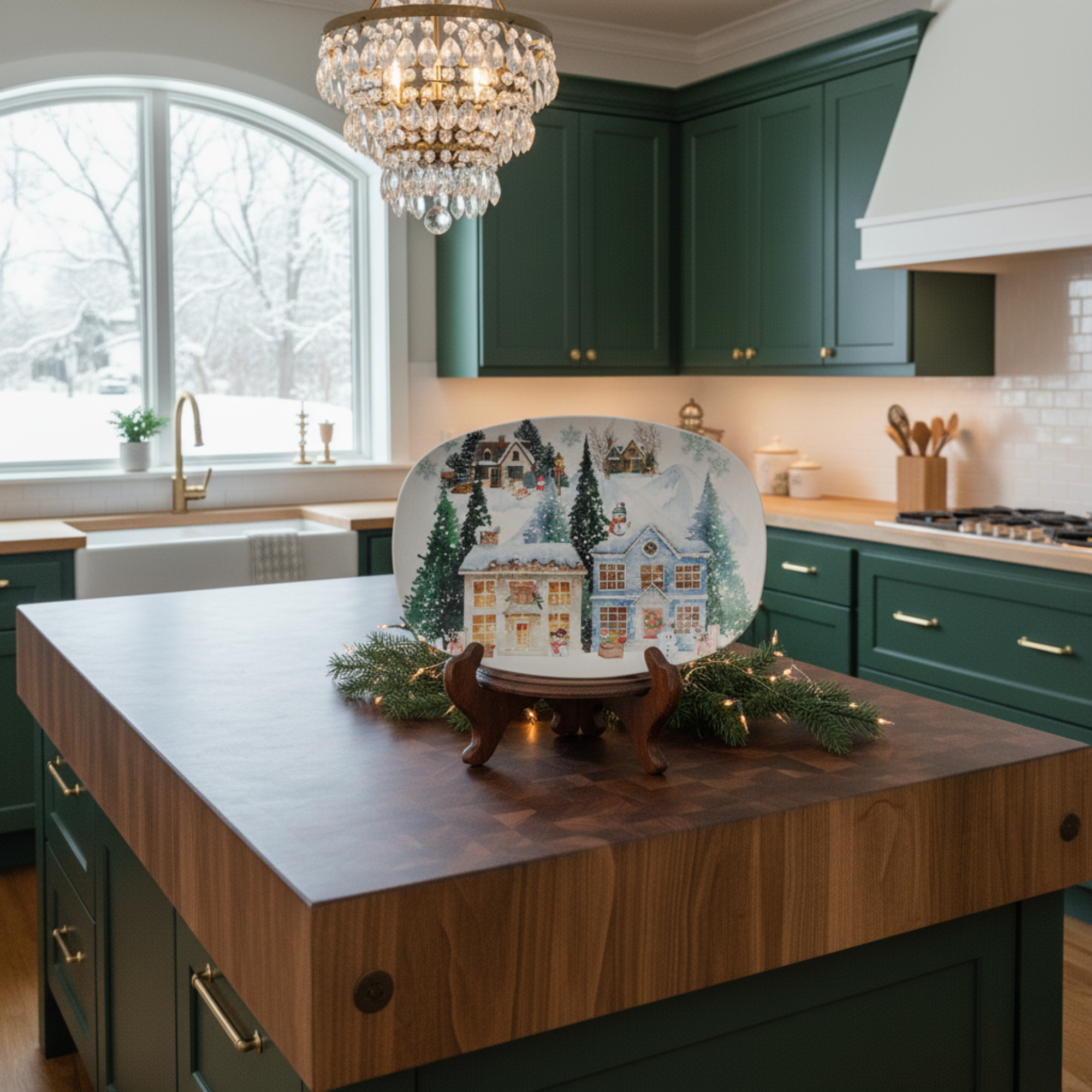 Vintage Snowman Christmas Platter | 10x14 Holiday Serving Dish | Classic Winter Table Décor