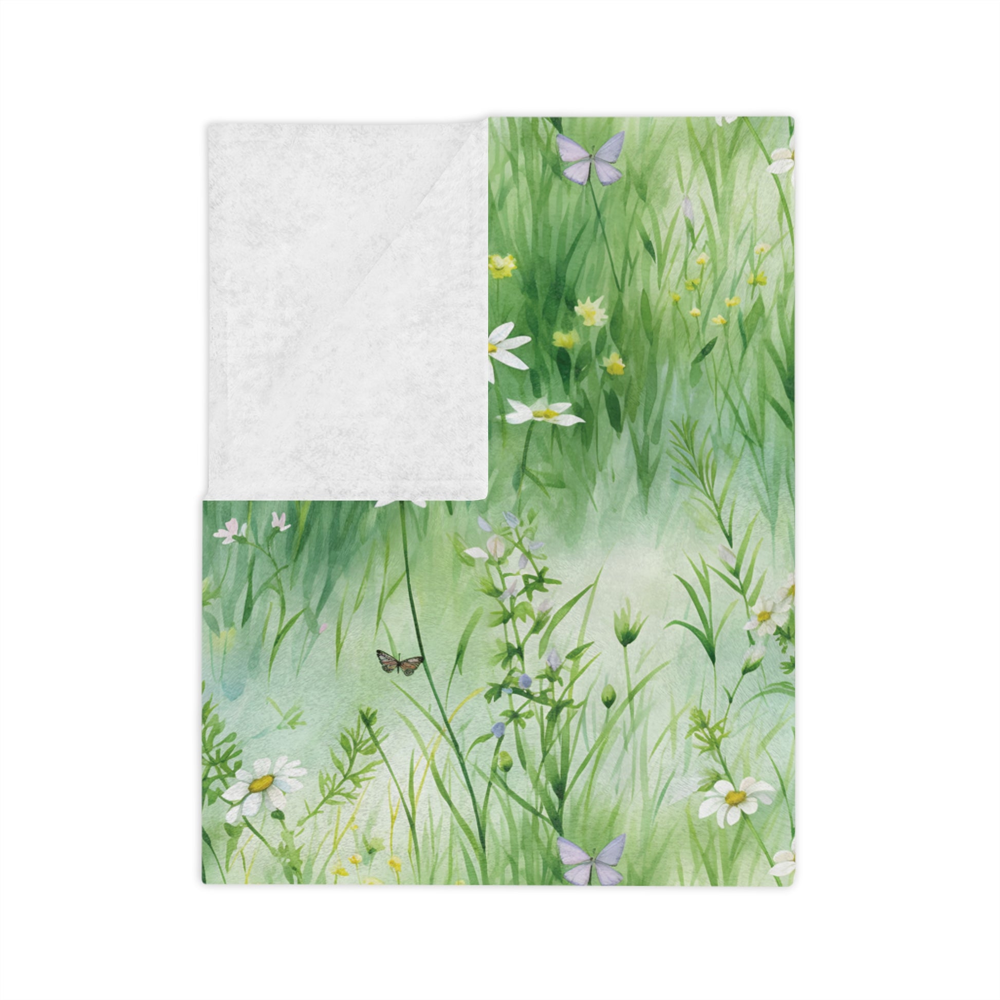 Watercolor Art Grassing Daisy with Light Green Perfect for Home Decor, Wall Art, and Gifts |Throw Ultra-Soft Minky Blanket Cozy Comfort Blanket for Elegant Home Decor Comfort Blanket, Perfect for Snuggling, Cozy All-Season Warmth, Housewarming Gift Throw - MRSBYVALLE