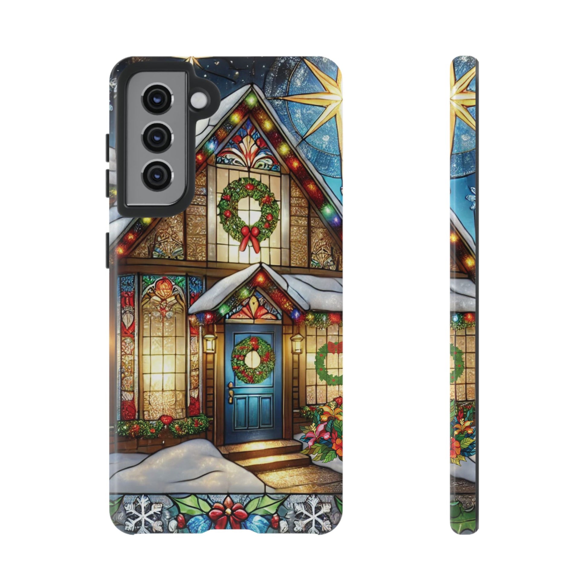 Stain Glass Christmas Phone Case Unique Holiday Protection for Your Device | Stylish & Durable Cover Gift for Her Phone 15, Samsung iPhone Samsung Accessory Gift for Her
