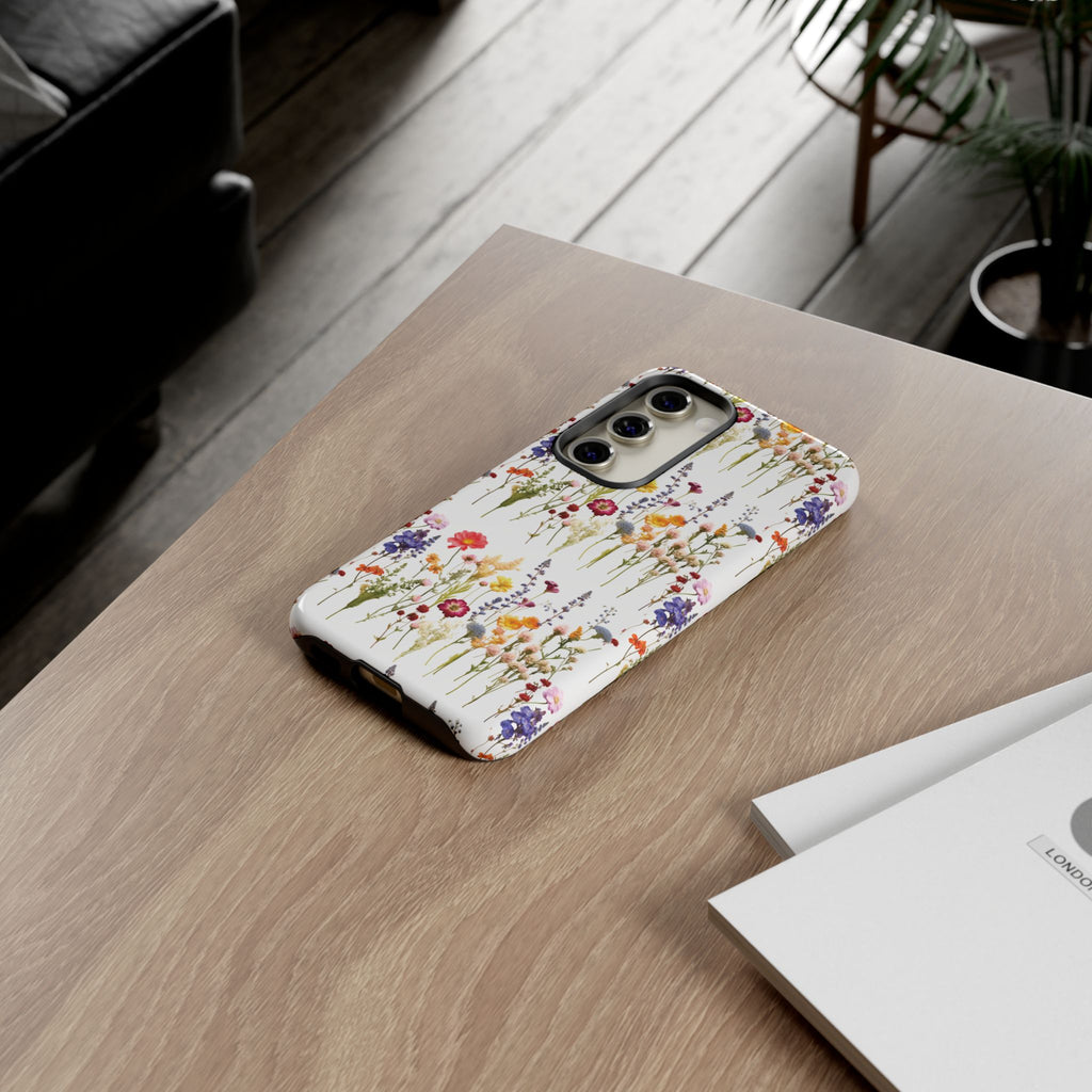 White Best Phone Case Press Flowers Floral 3D Illusion Luxury Tough Case Floral Elegant Durable Stylish for Modern Devices iPhone 17, 16, 15, Samsung iPhone Samsung Accessory Gift for Her