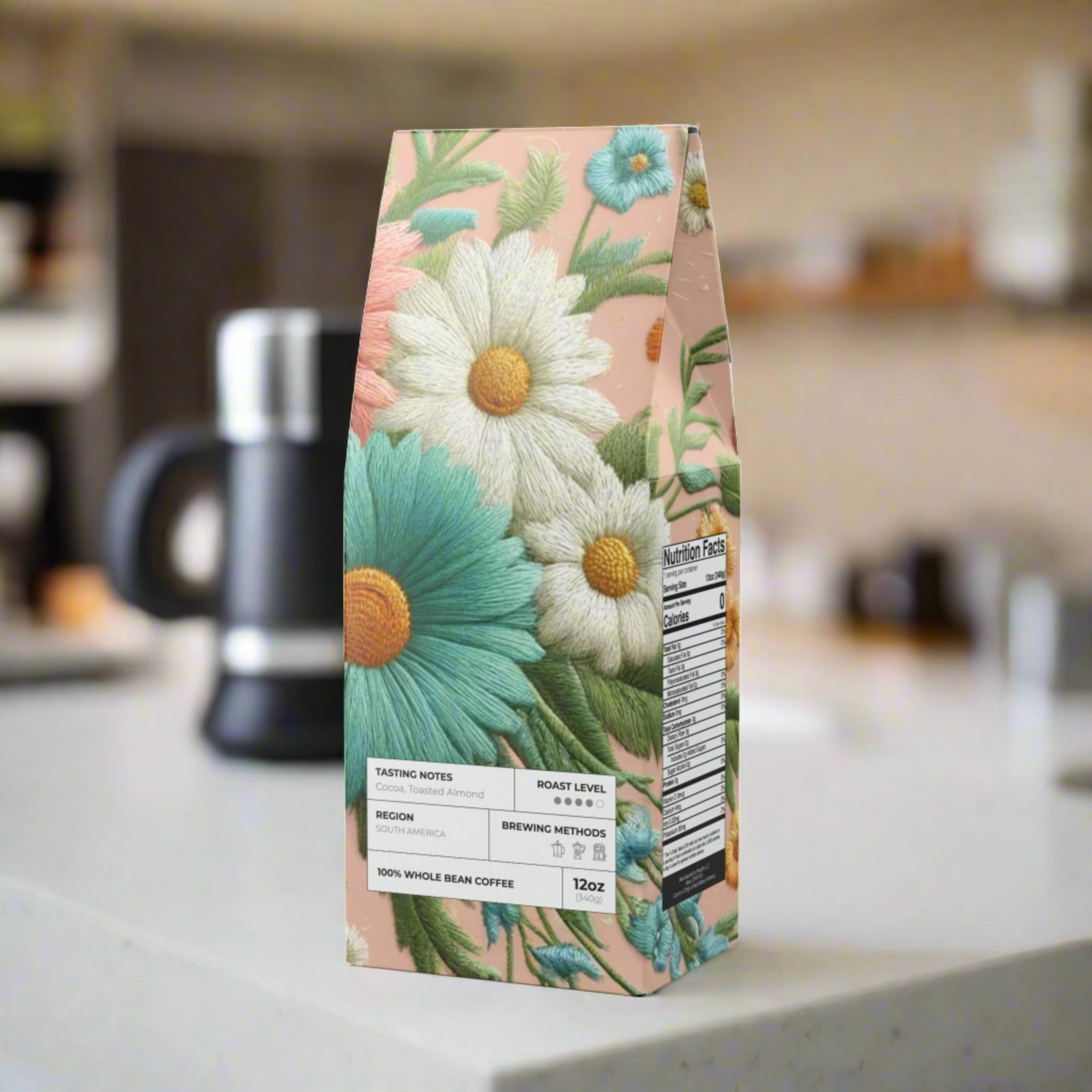 Best Coffee Elegant Pastel Floral Design Medium-Dark Roast with Toasted Nut Cocoa Notes Serene Modern Cascades Blend Medium-Dark Roast Coffee Fun Design | Gift for Mom - MRSBYVALLE