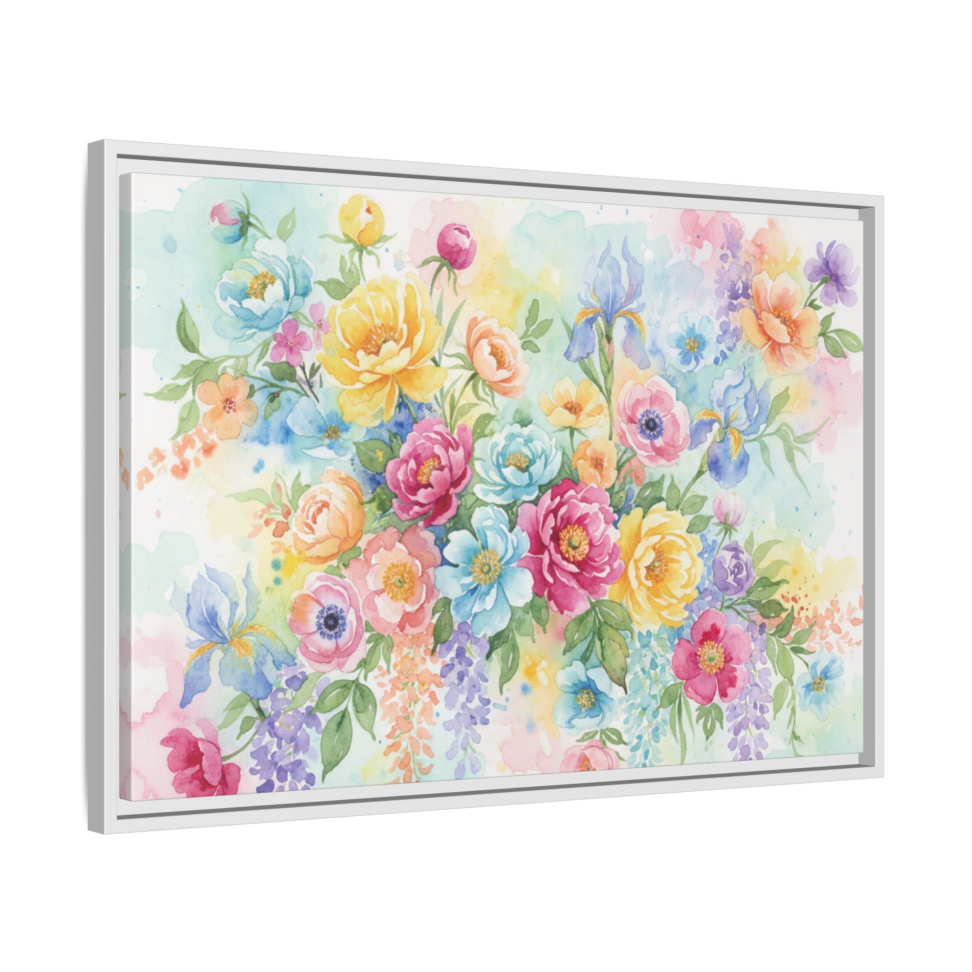 Watercolor Floral Bouquet Canvas, Framed Matte Wall Art | Multi-Color Wall Art