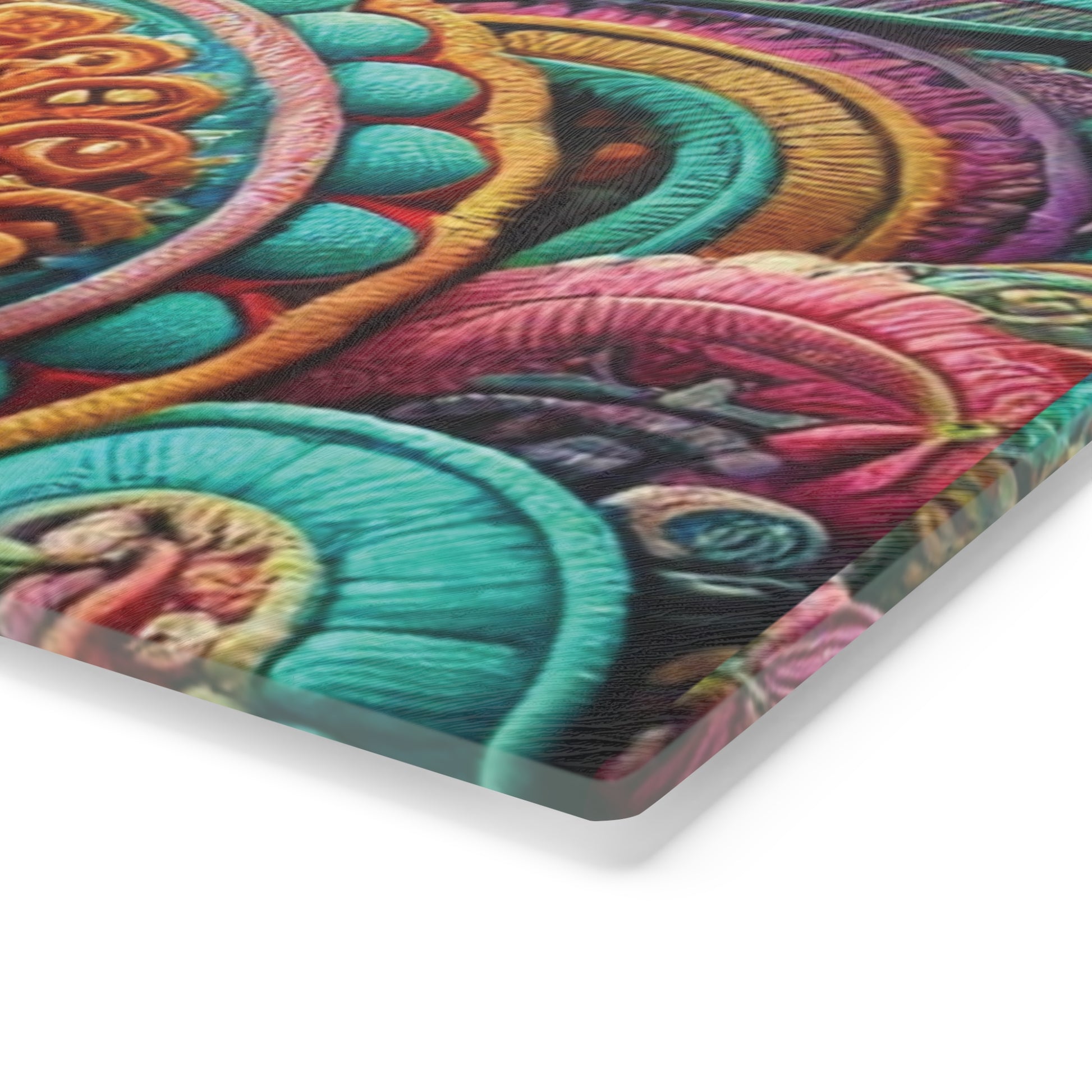 Paisley Boho Floral Tempered Glass Cutting Board | Durable and Heat-Resistant | Non-Slip Feet for Stability | Scratch-Resistant Surface | Stylish Kitchen Decor & Gift