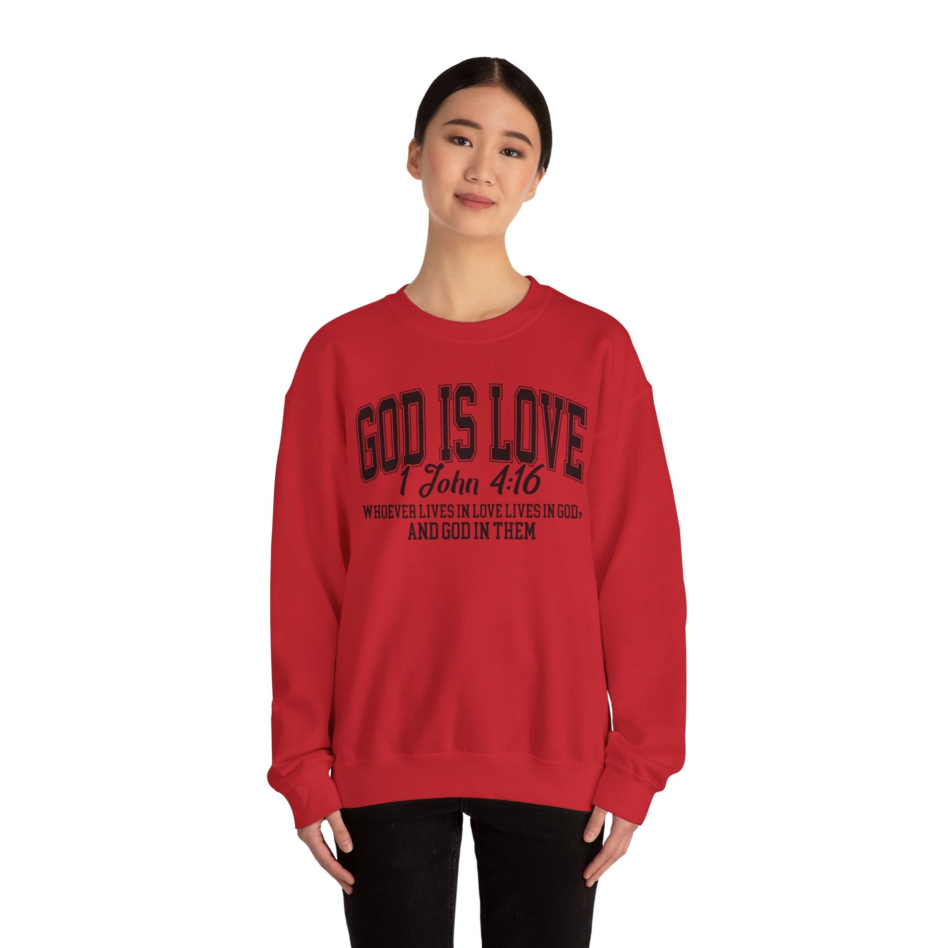 God Is Love Sweatshirt | 1 John 4:16 Bible Verse Christian Apparel | Faith-Based Unisex Crewneck | Inspirational Religious Gift Christians