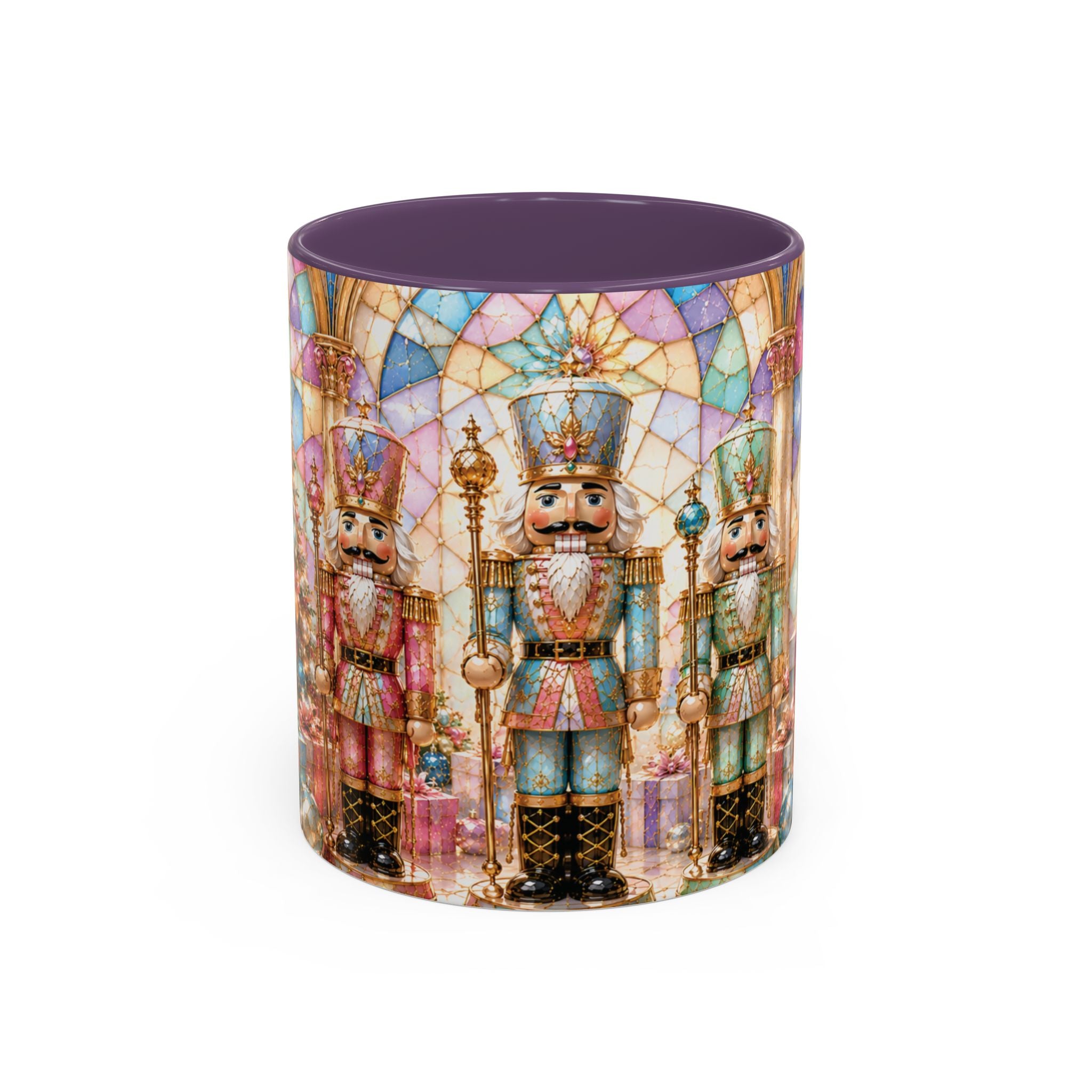 Nutcracker Christmas Coffee Mug – Festive Stained-Glass Holiday Accent Cup (11/15oz) Gift for Her